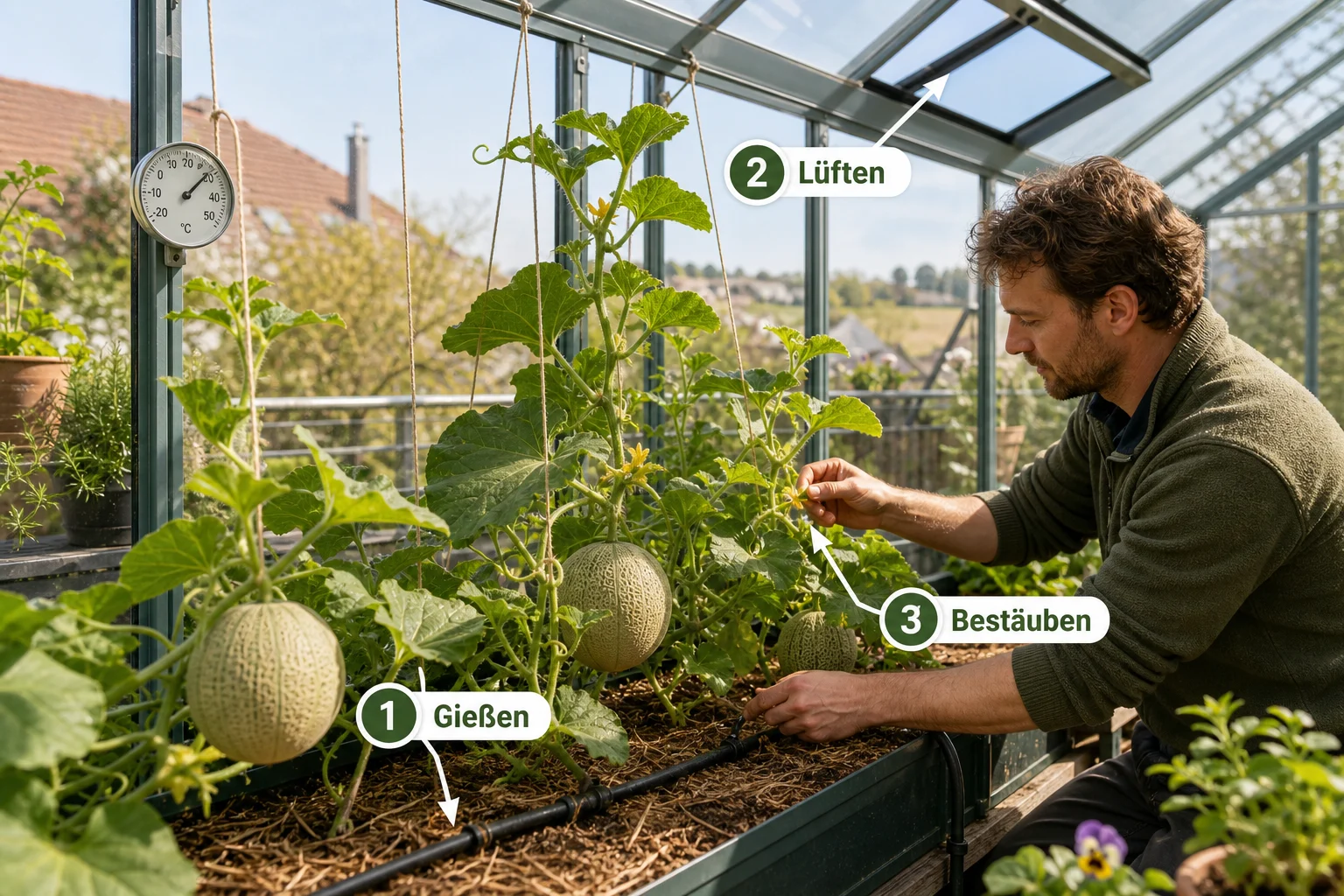 Erklärbild: Pflege, Timing und saisonale Besonderheiten - Melonen Anbauen Deutschland Gewächshaus: Anleitung, Tipps und häufige Fehler
