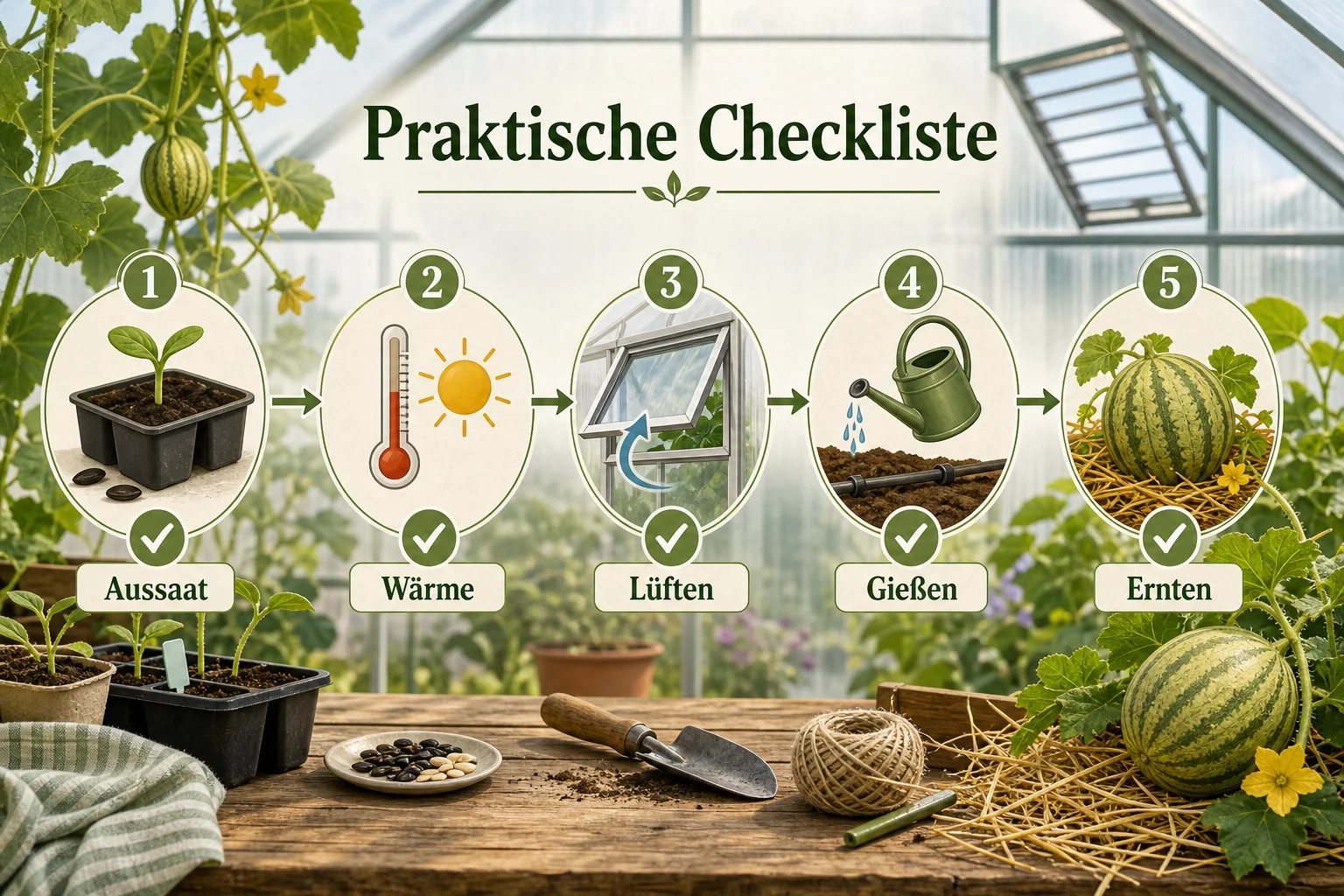 Infografik: Praktische Checkliste - Melonen Anbauen Deutschland Gewächshaus: Anleitung, Tipps und häufige Fehler