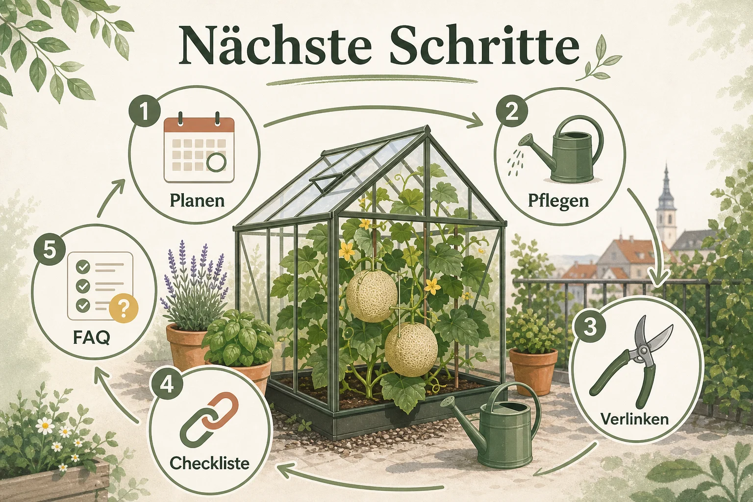 Infografik: Fazit und nächste Schritte - Melonen Anbauen Deutschland Gewächshaus: Anleitung, Tipps und häufige Fehler