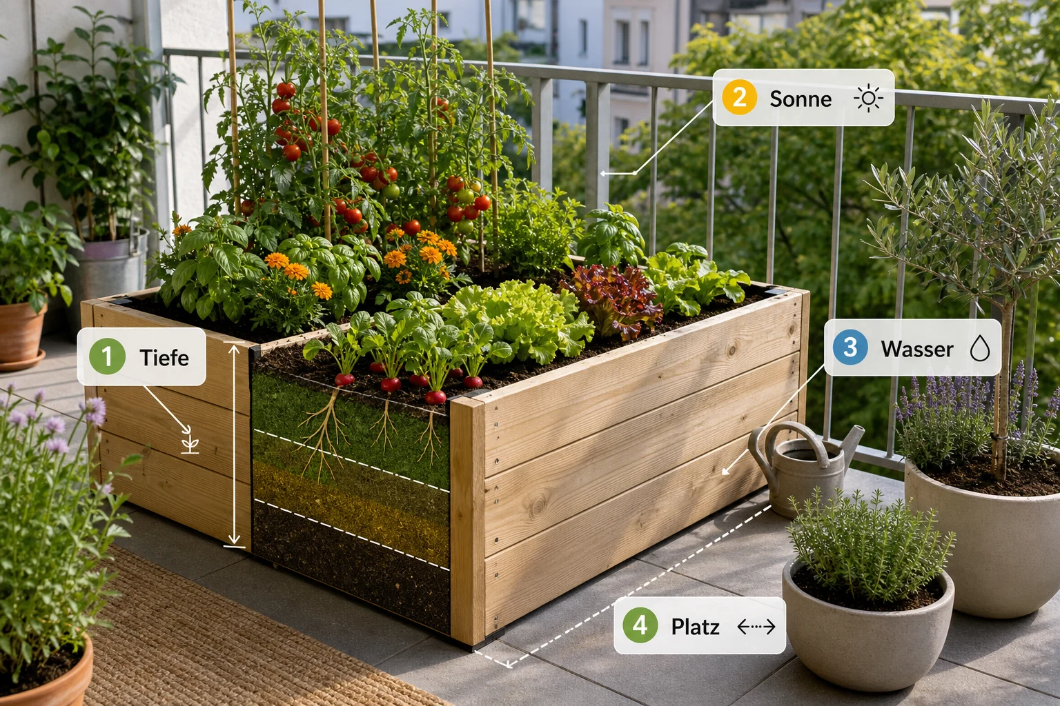Infografik: Auswahlkriterien für Hochbeet & Container - Mischkultur Hochbeet Tabelle Kombinationen: Tabelle, Beispiele und Tipps