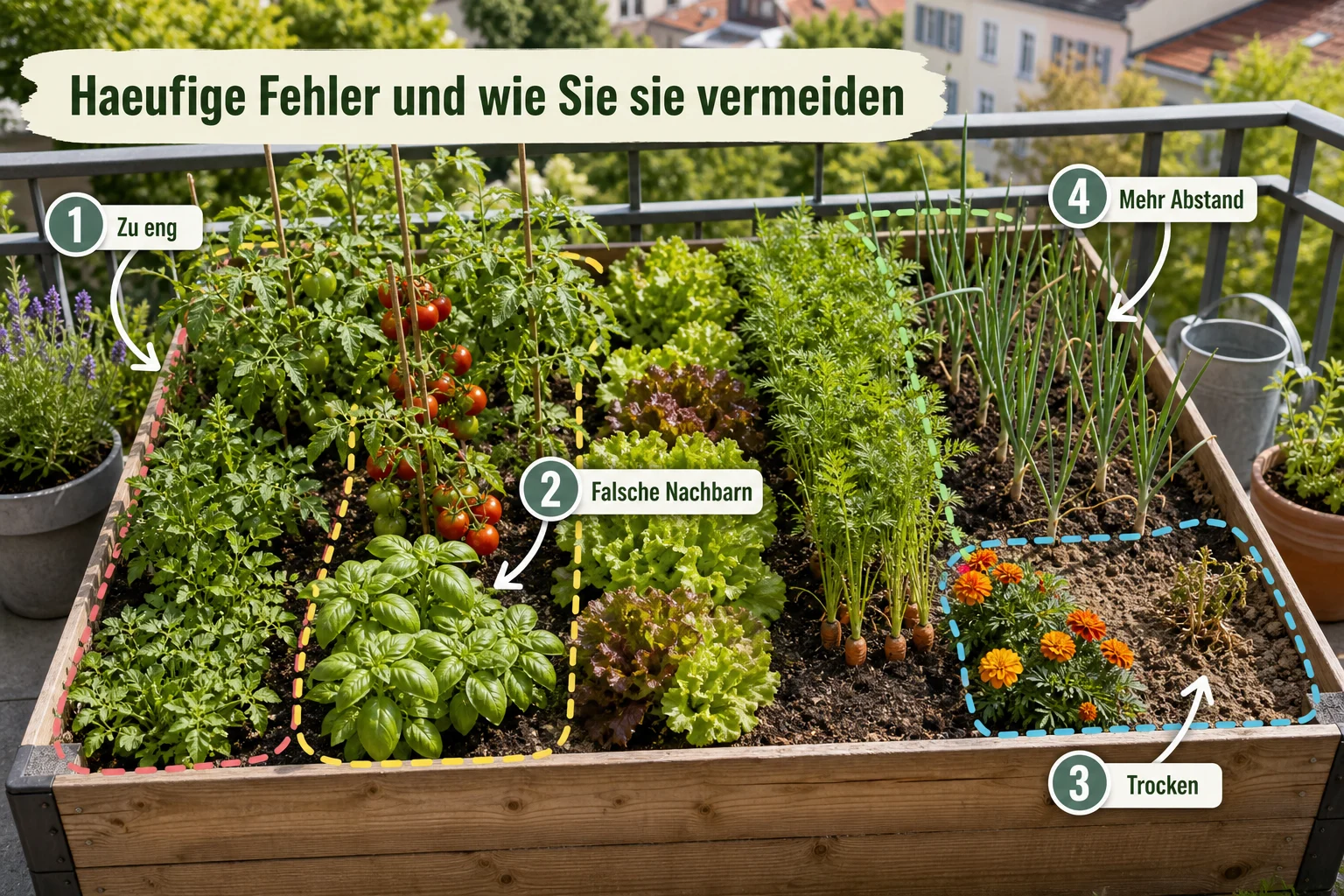 Infografik: Häufige Fehler und wie Sie sie vermeiden - Mischkultur Hochbeet Tabelle Kombinationen: Tabelle, Beispiele und Tipps