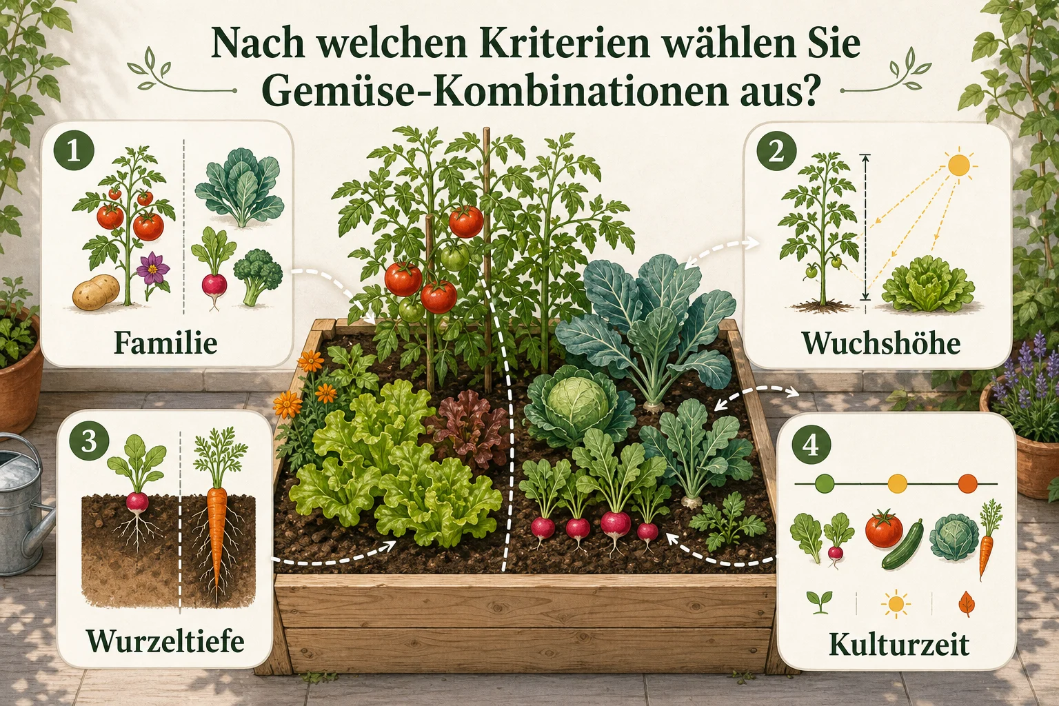 Infografik: Nach welchen Kriterien wählen Sie Gemüse-Kombinationen aus? - Mischkultur Tabelle Gemüse Kombinationen: Tabelle, Beispiele und Tipps
