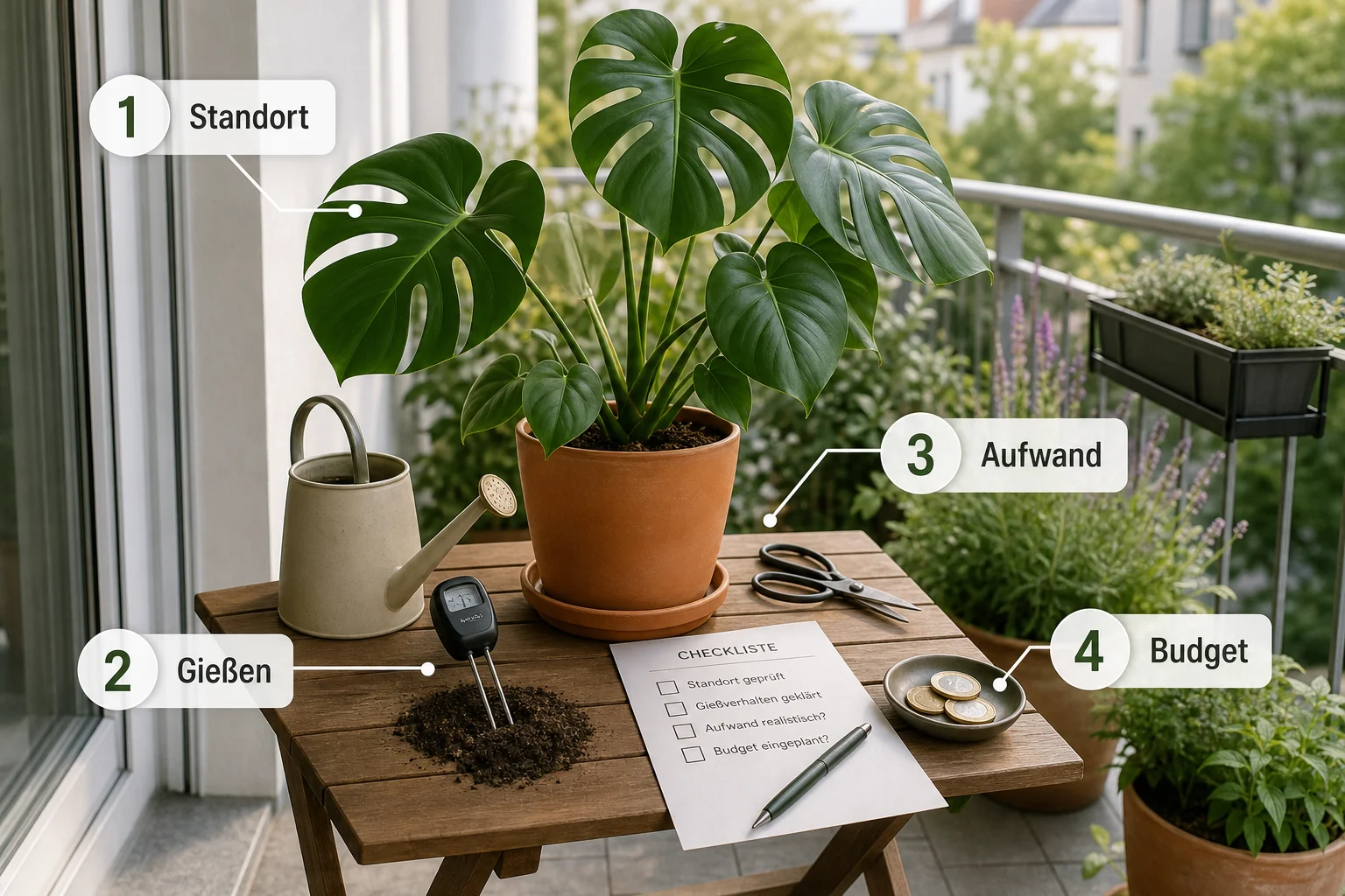 Infografik: Checkliste vor der Umsetzung - Monstera Pflege Standort Gießen Tipps: Anleitung, Tipps und häufige Fehler