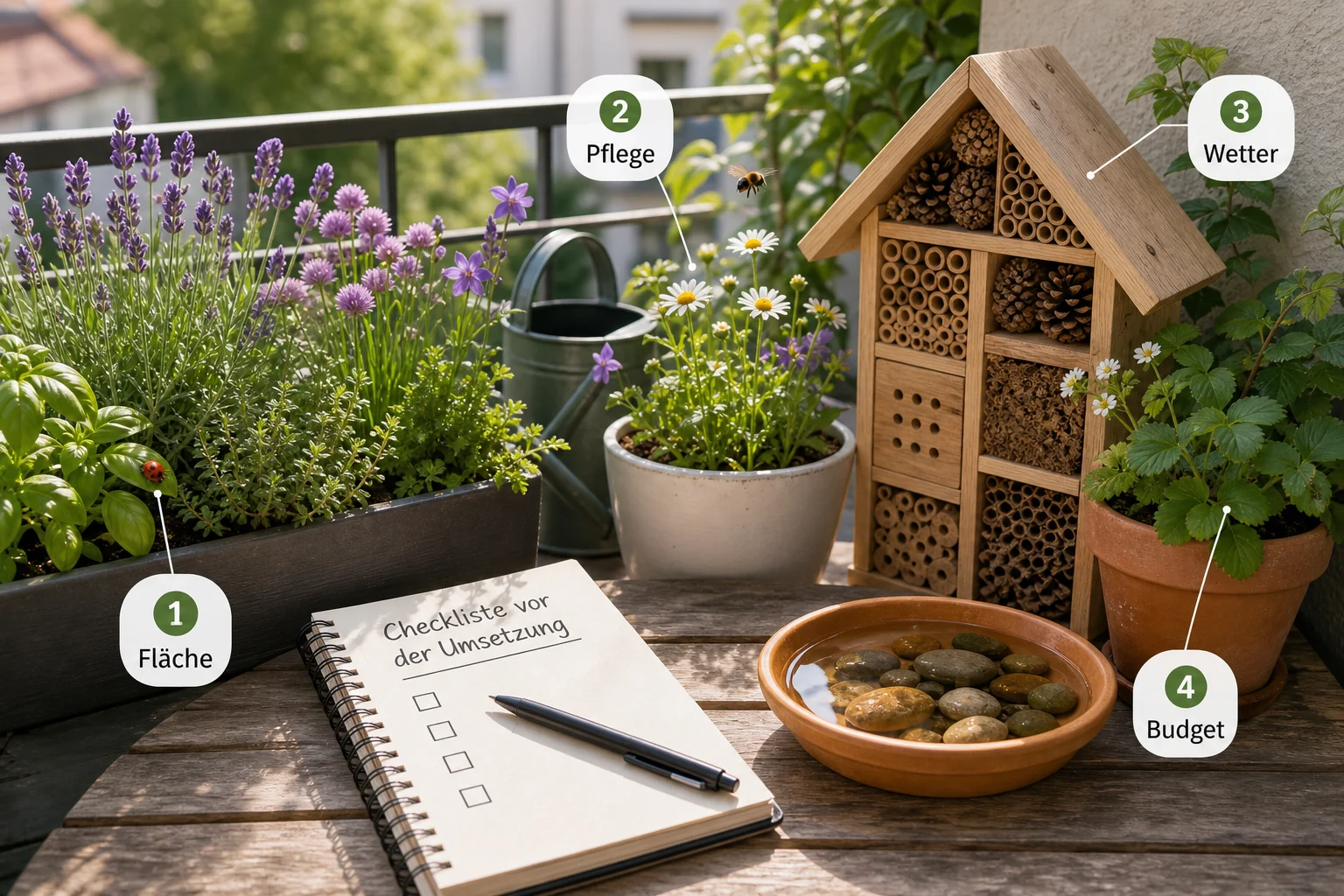Infografik: Checkliste vor der Umsetzung - Nützlinge Garten Ansiedeln Liste: Anleitung, Tipps und häufige Fehler