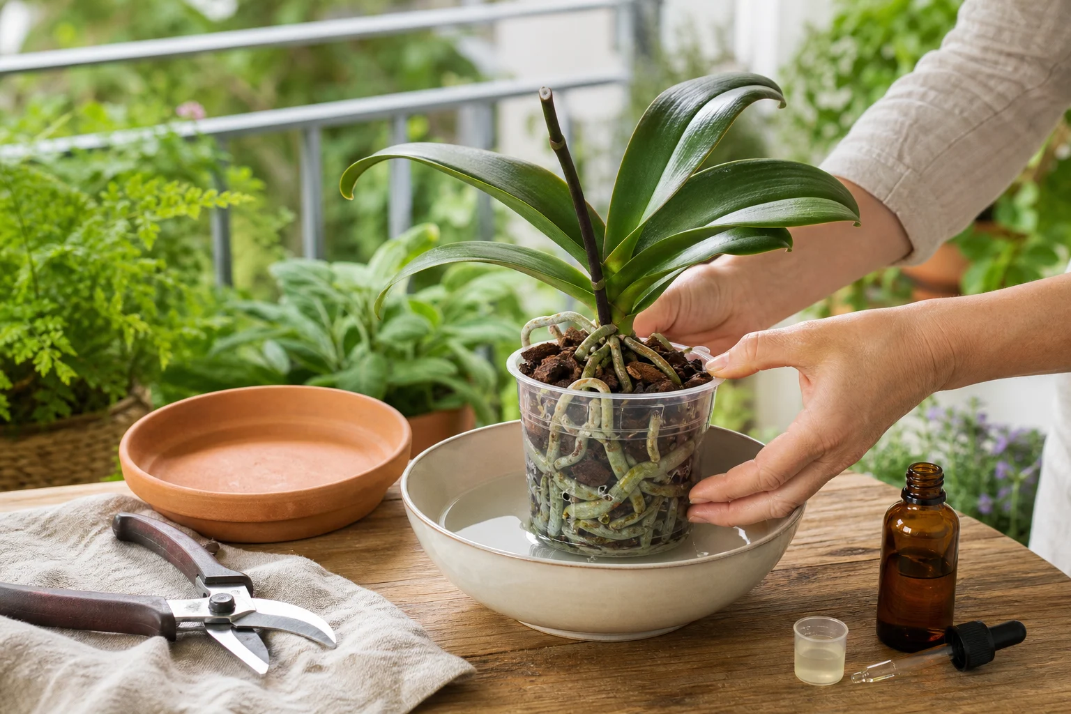 Foto: 4. Gießen und Düngen anpassen - Orchideen nach Blüte pflegen schneiden: Anleitung, Tipps und häufige Fehler