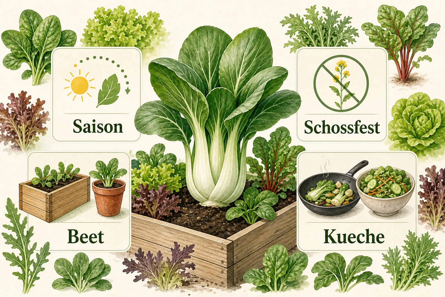 Infografik: Auswahlkriterien für Blattgemüse & Salate: welcher Pak Choi zu Ihrem Beet passt - Pak Choi anbauen Deutschland: Anleitung, Tipps und häufige Fehler