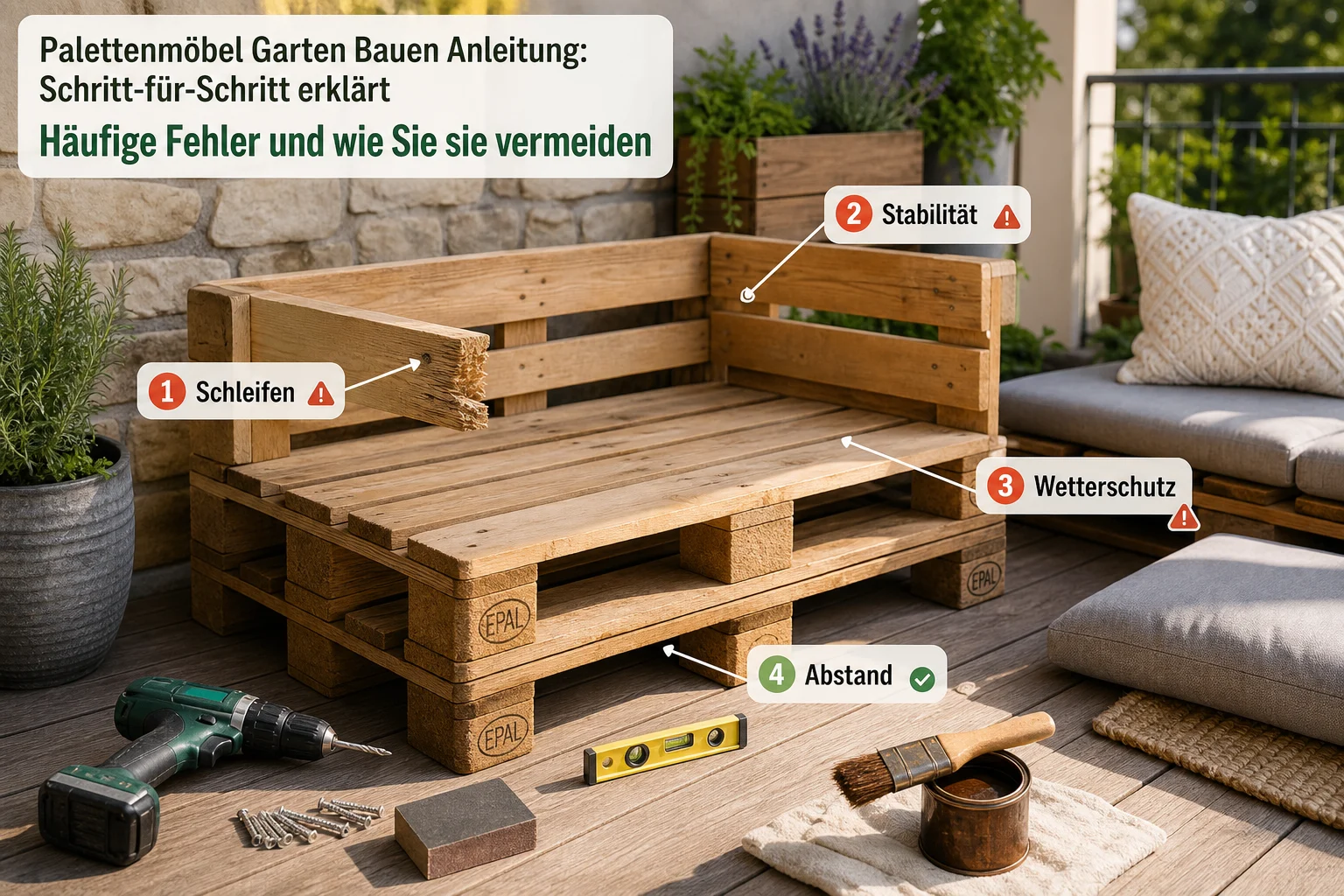Infografik: Häufige Fehler und wie Sie sie vermeiden - Palettenmöbel Garten Bauen Anleitung: Schritt-für-Schritt erklärt