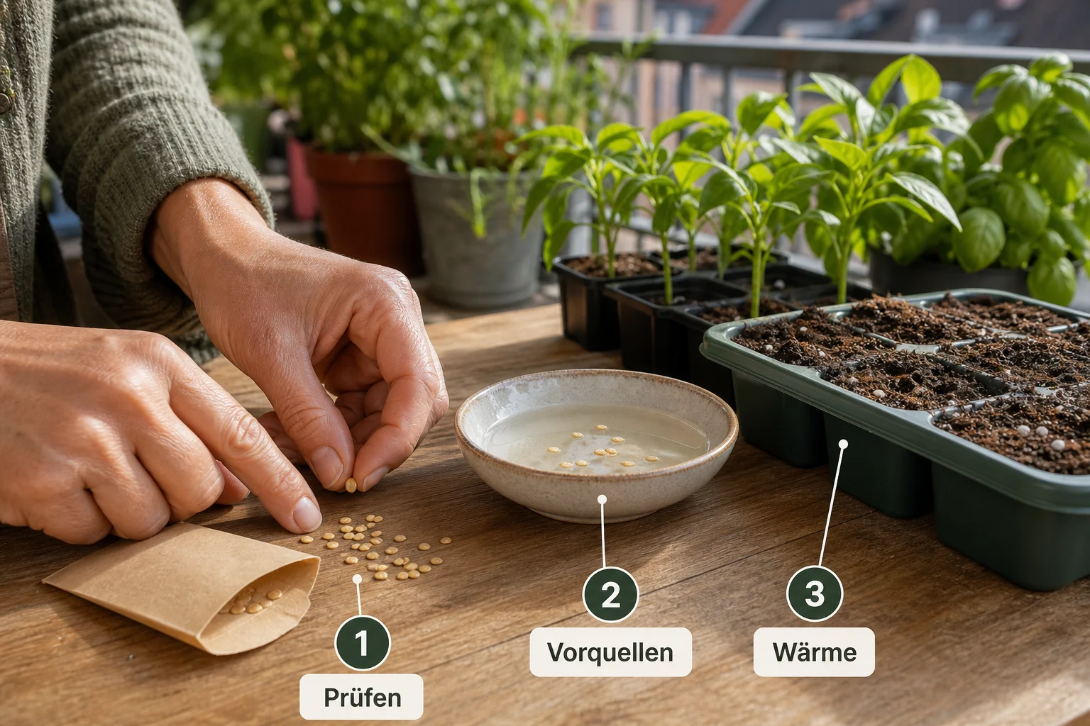 Erklärbild: 1. Saatgut prüfen und vorbereiten - Paprika Aussaat Zeitpunkt Anleitung: Schritt für Schritt erklärt