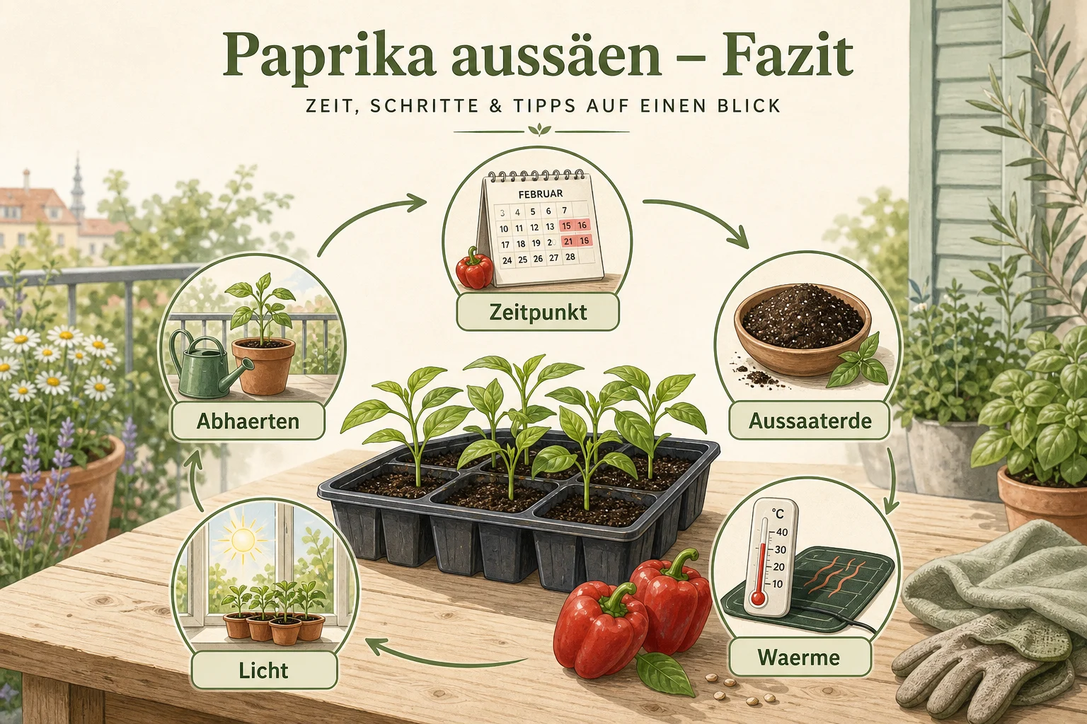 Infografik: Fazit - Paprika Aussaat Zeitpunkt Anleitung: Schritt für Schritt erklärt