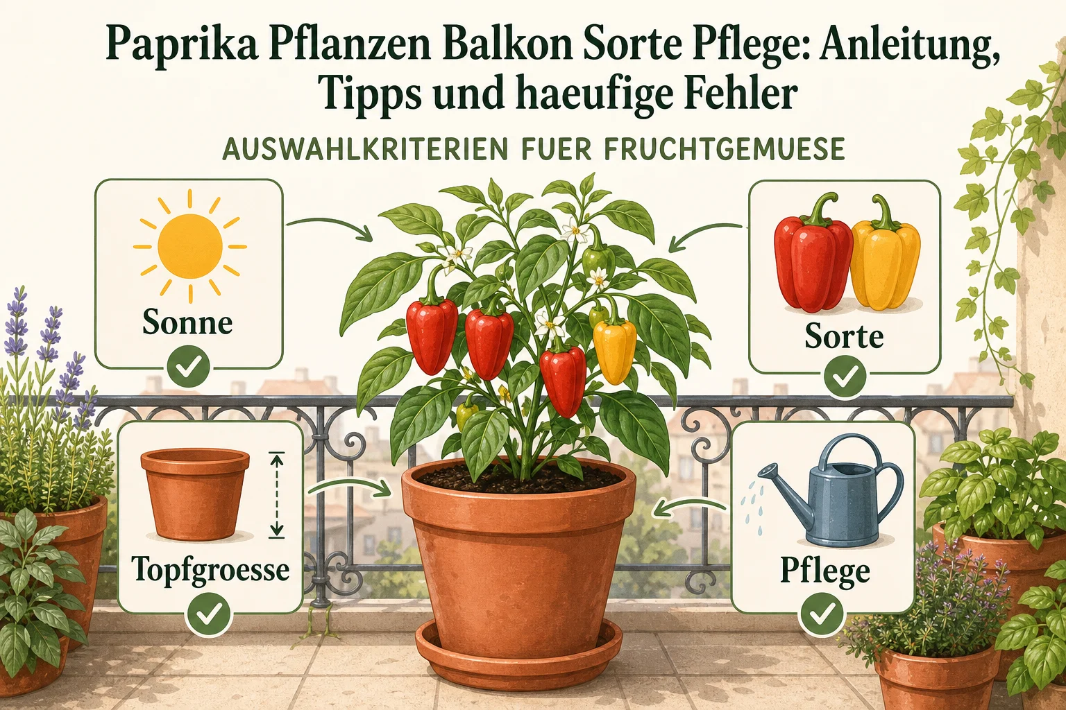 Infografik: Auswahlkriterien für Fruchtgemüse - Paprika Pflanzen Balkon Sorte Pflege: Anleitung, Tipps und häufige Fehler