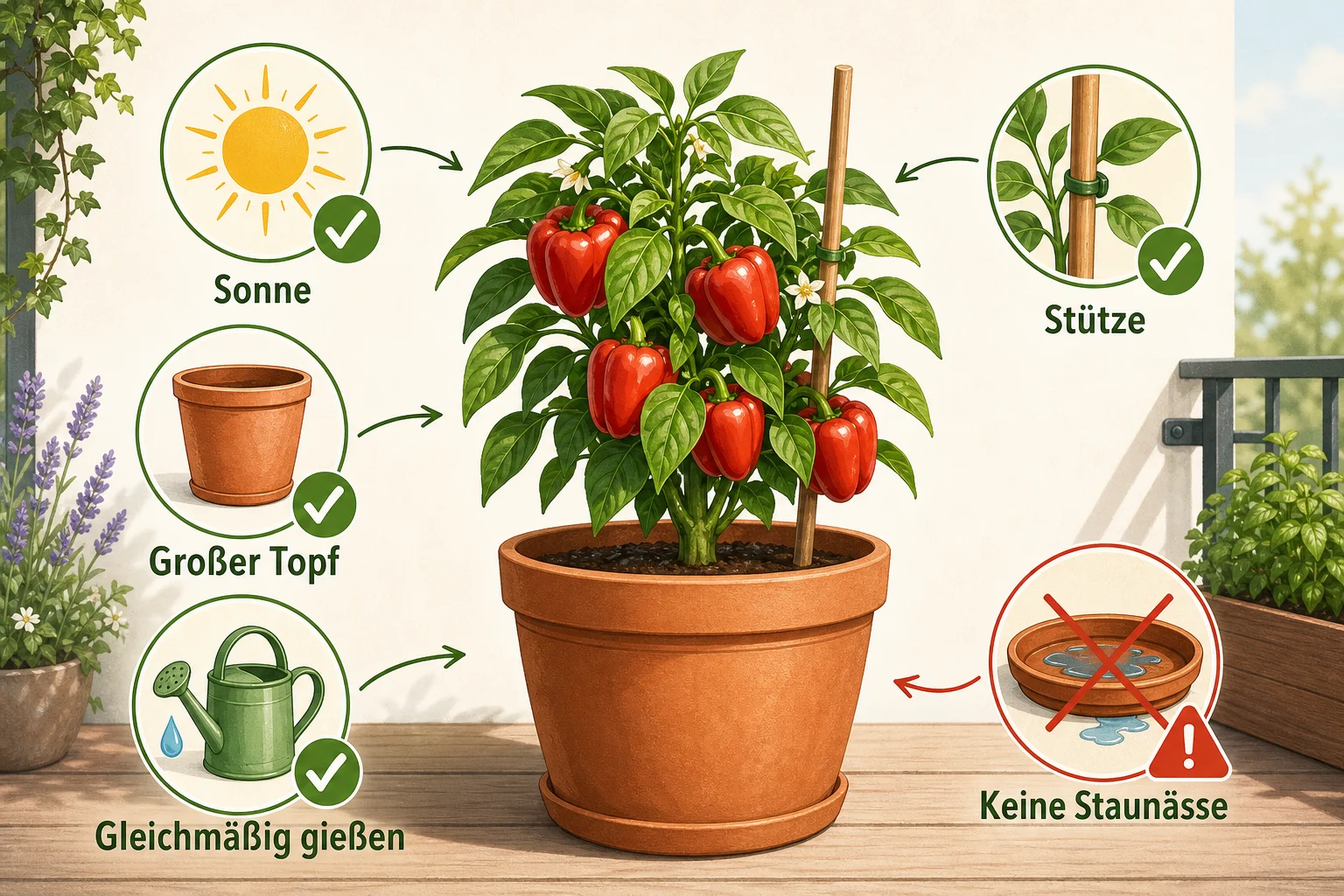 Infografik: Praktische Checkliste - Paprika Pflanzen Balkon Sorte Pflege: Anleitung, Tipps und häufige Fehler