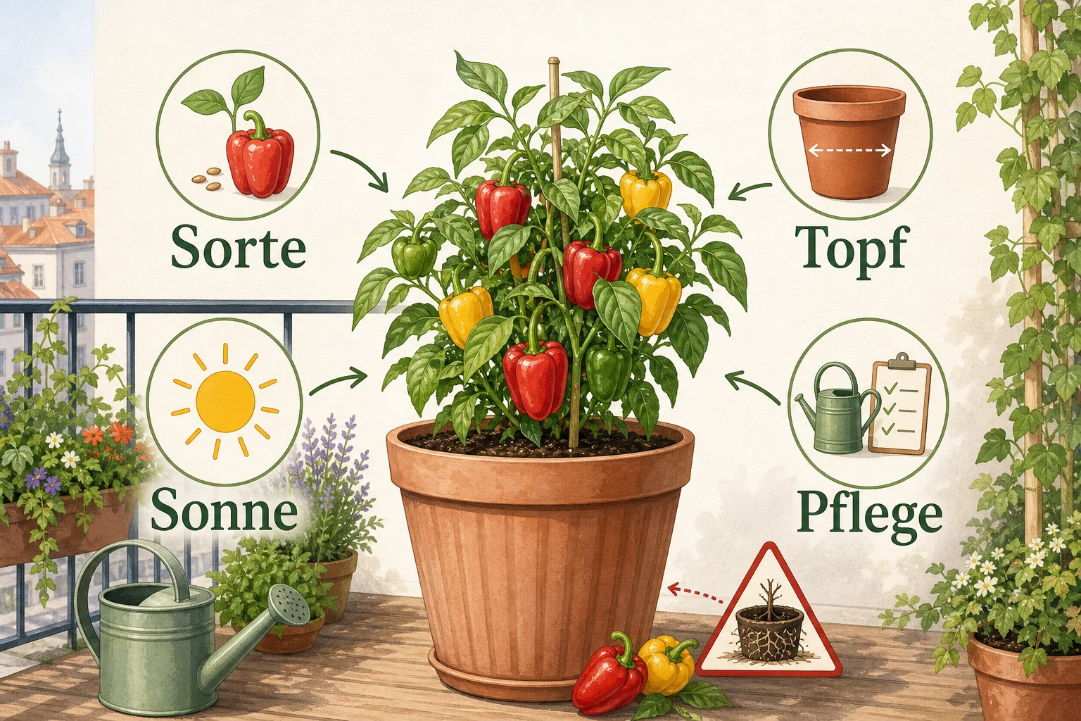 Infografik: Fazit - Paprika Pflanzen Balkon Sorte Pflege: Anleitung, Tipps und häufige Fehler