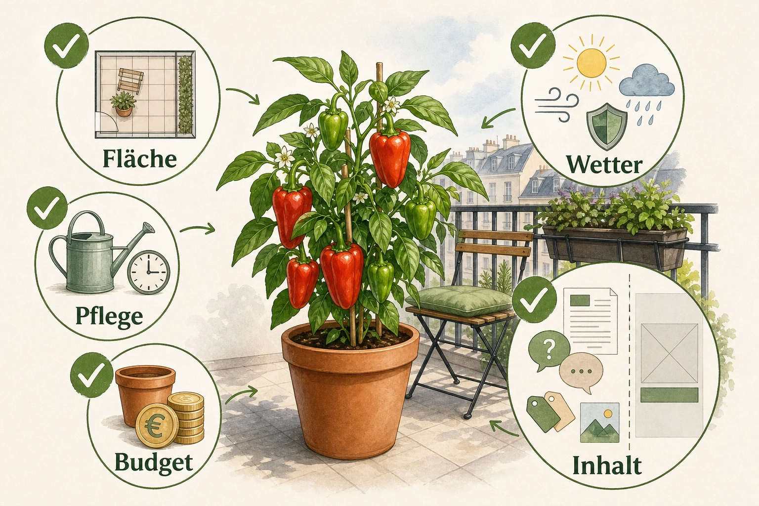 Infografik: Checkliste vor der Umsetzung - Paprika Pflanzen Balkon Sorte Pflege: Anleitung, Tipps und häufige Fehler