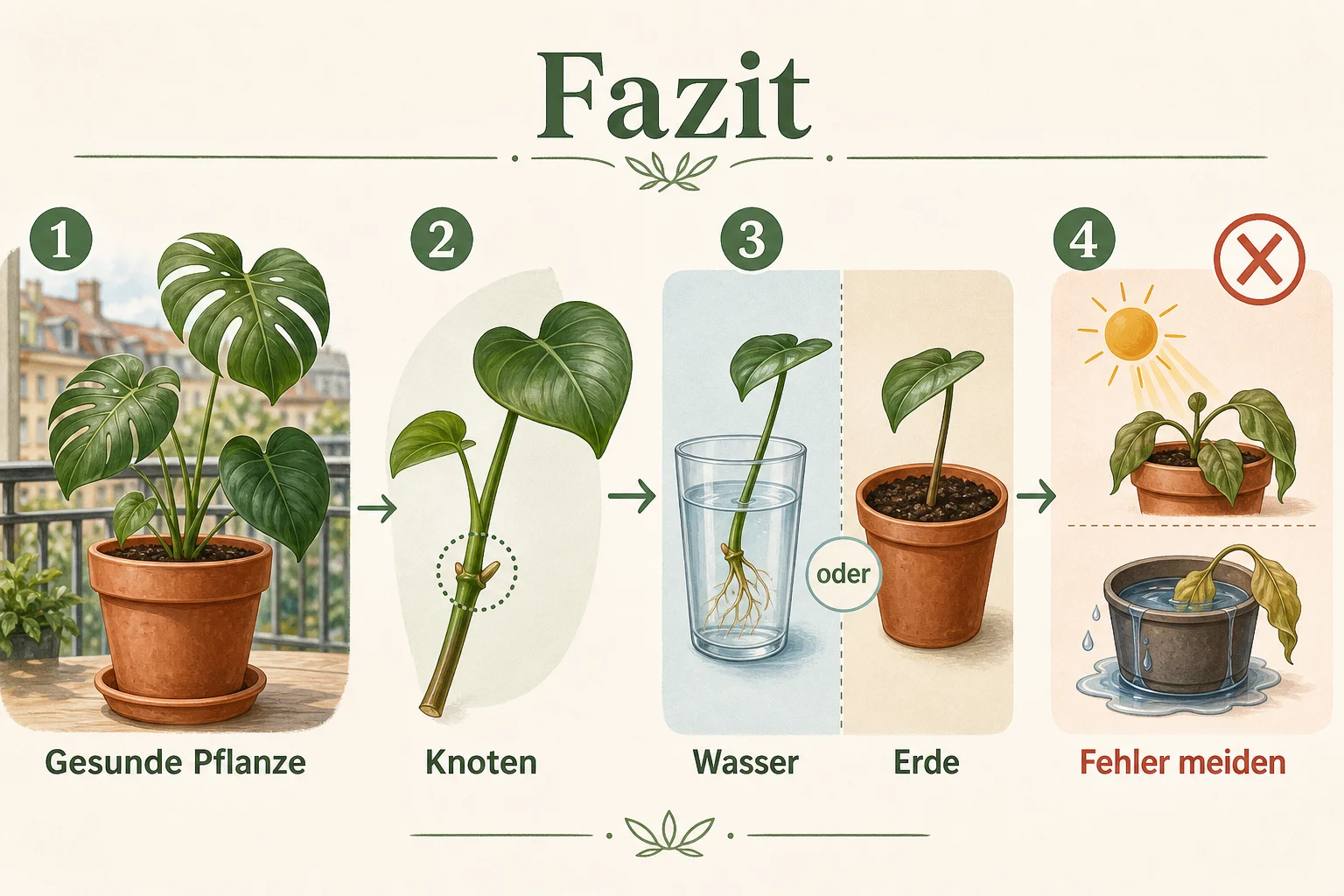Infografik: Fazit - Pflanzen Ableger Ziehen Anleitung: Schritt-für-Schritt erklärt