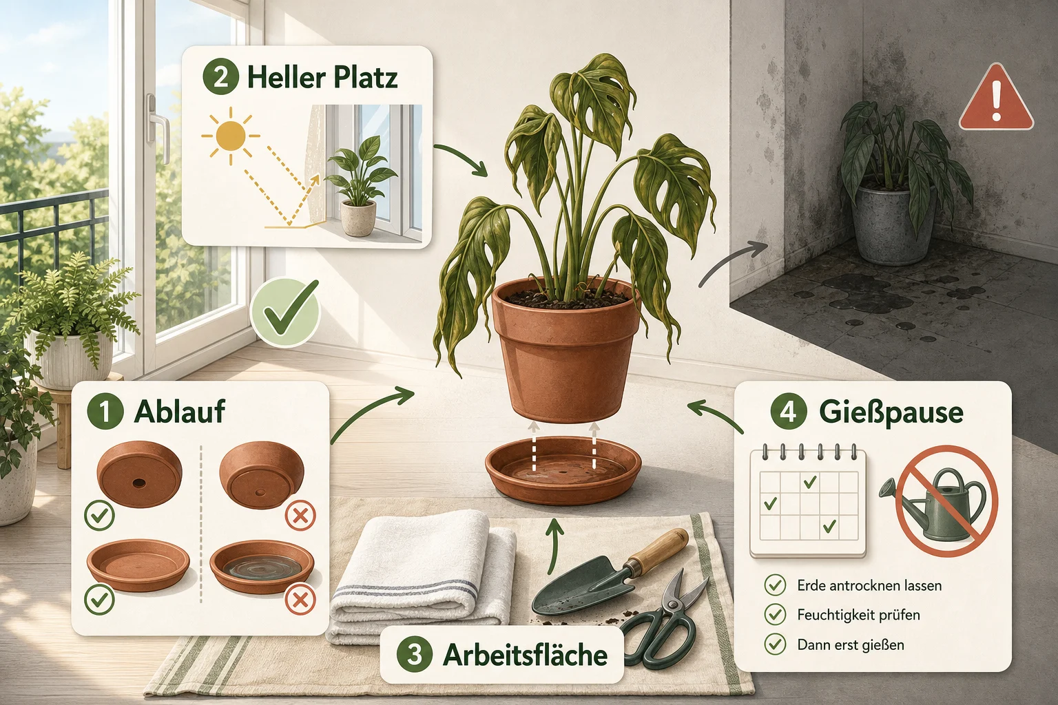 Infografik: Voraussetzungen, Standort und richtige Planung - Pflanzen Retten Übergossen Anleitung: Schritt-für-Schritt erklärt