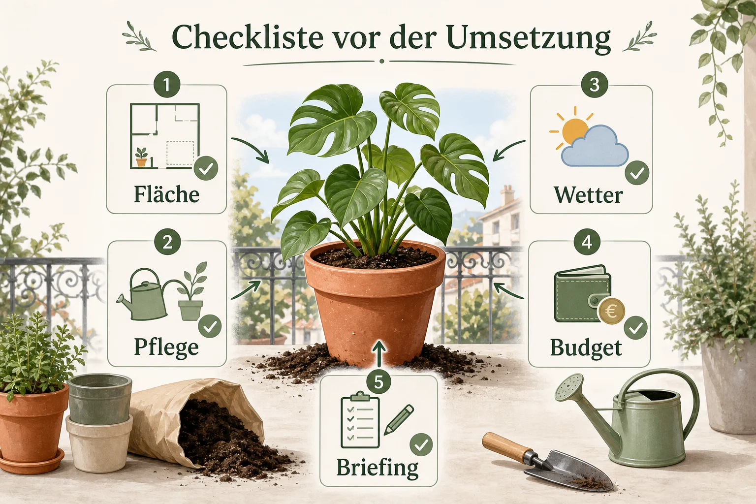 Infografik: Checkliste vor der Umsetzung - Pflanzen Umtopfen Wann Wie Oft: Anleitung, Tipps und häufige Fehler