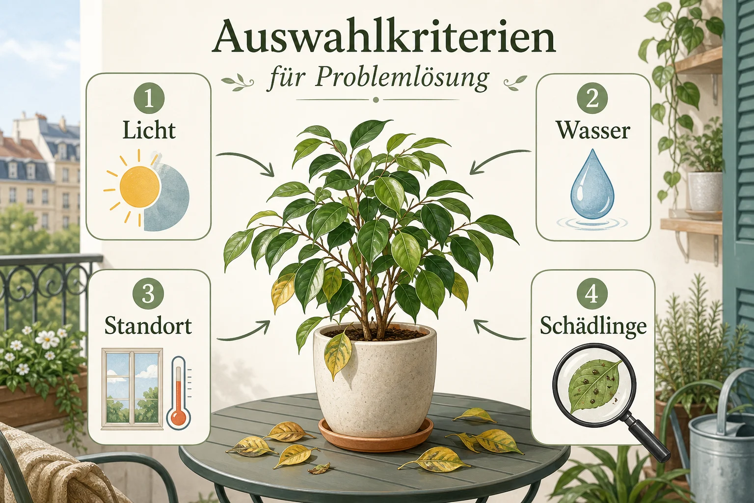 Infografik: Auswahlkriterien für Problemlösung - Pflanzen Verliert Blätter Ursachen: Anleitung, Tipps und häufige Fehler