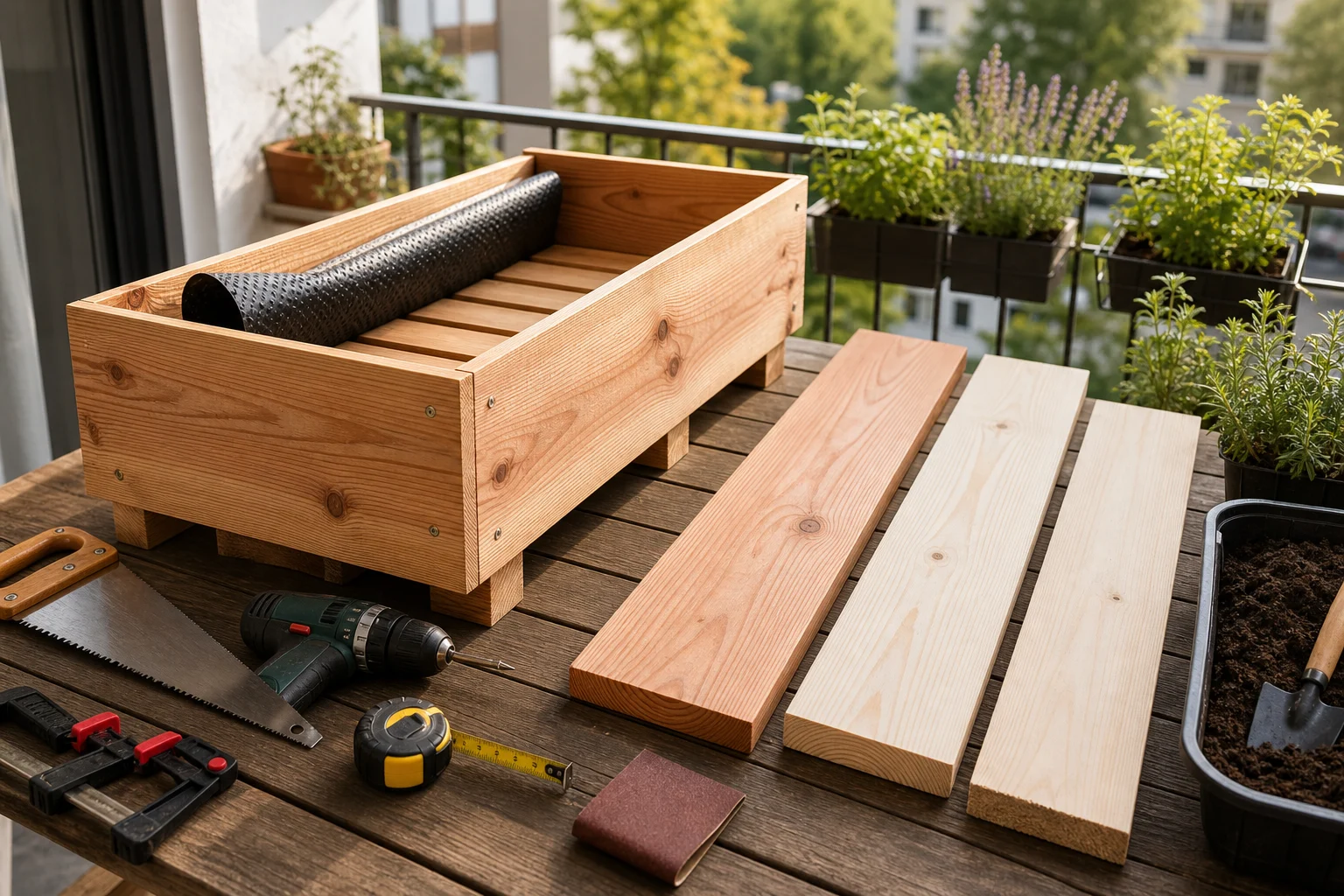 Foto: Welche Holzart eignet sich für Balkon-Holzprojekte? - Pflanzkasten Selber Bauen Balkon: Anleitung, Tipps und häufige Fehler