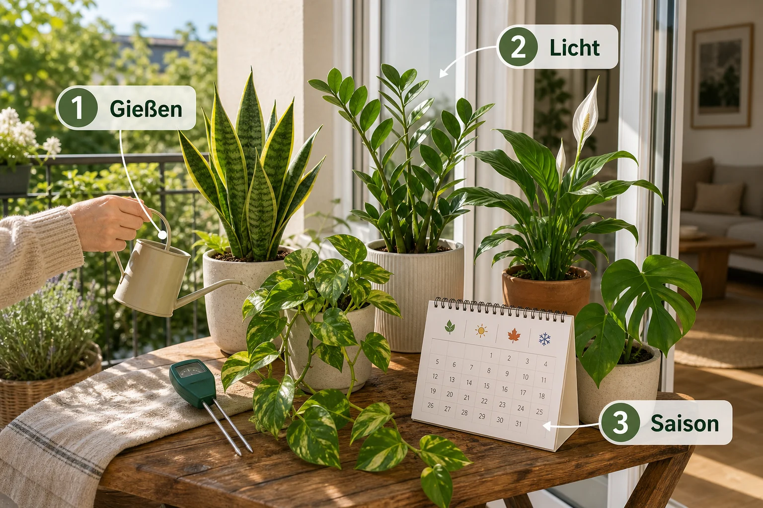 Erklärbild: Pflege, Timing und saisonale Besonderheiten - Pflegeleichte Zimmerpflanzen Anfänger Robust: Anleitung, Tipps und häufige Fehler