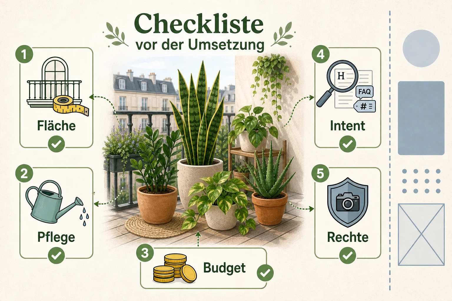 Infografik: Checkliste vor der Umsetzung - Pflegeleichte Zimmerpflanzen Anfänger Robust: Anleitung, Tipps und häufige Fehler