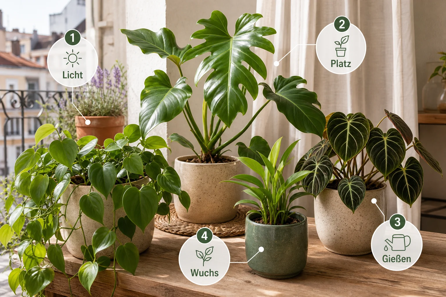 Infografik: Auswahlkriterien für Beliebte Zimmerpflanzen - Philodendron Pflege Arten Unterschiede: Anleitung, Tipps und häufige Fehler