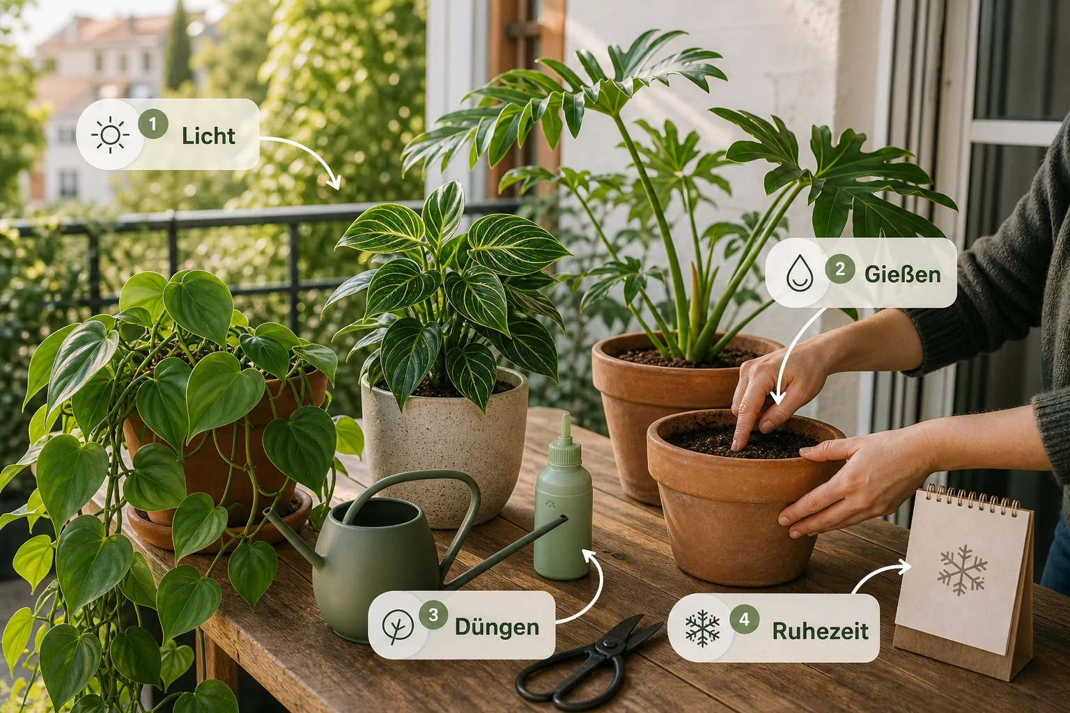 Infografik: Pflege, Timing und saisonale Besonderheiten - Philodendron Pflege Arten Unterschiede: Anleitung, Tipps und häufige Fehler