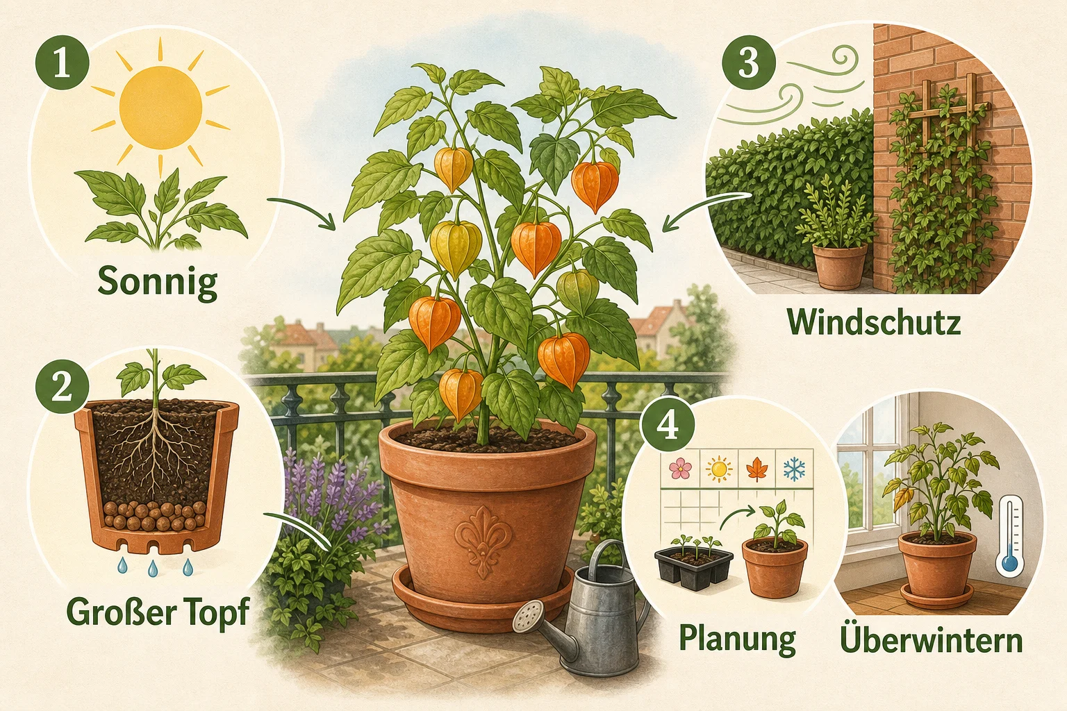 Infografik: Voraussetzungen, Standort und richtige Planung - Physalis Anbauen Pflege Überwintern: Anleitung, Tipps und häufige Fehler