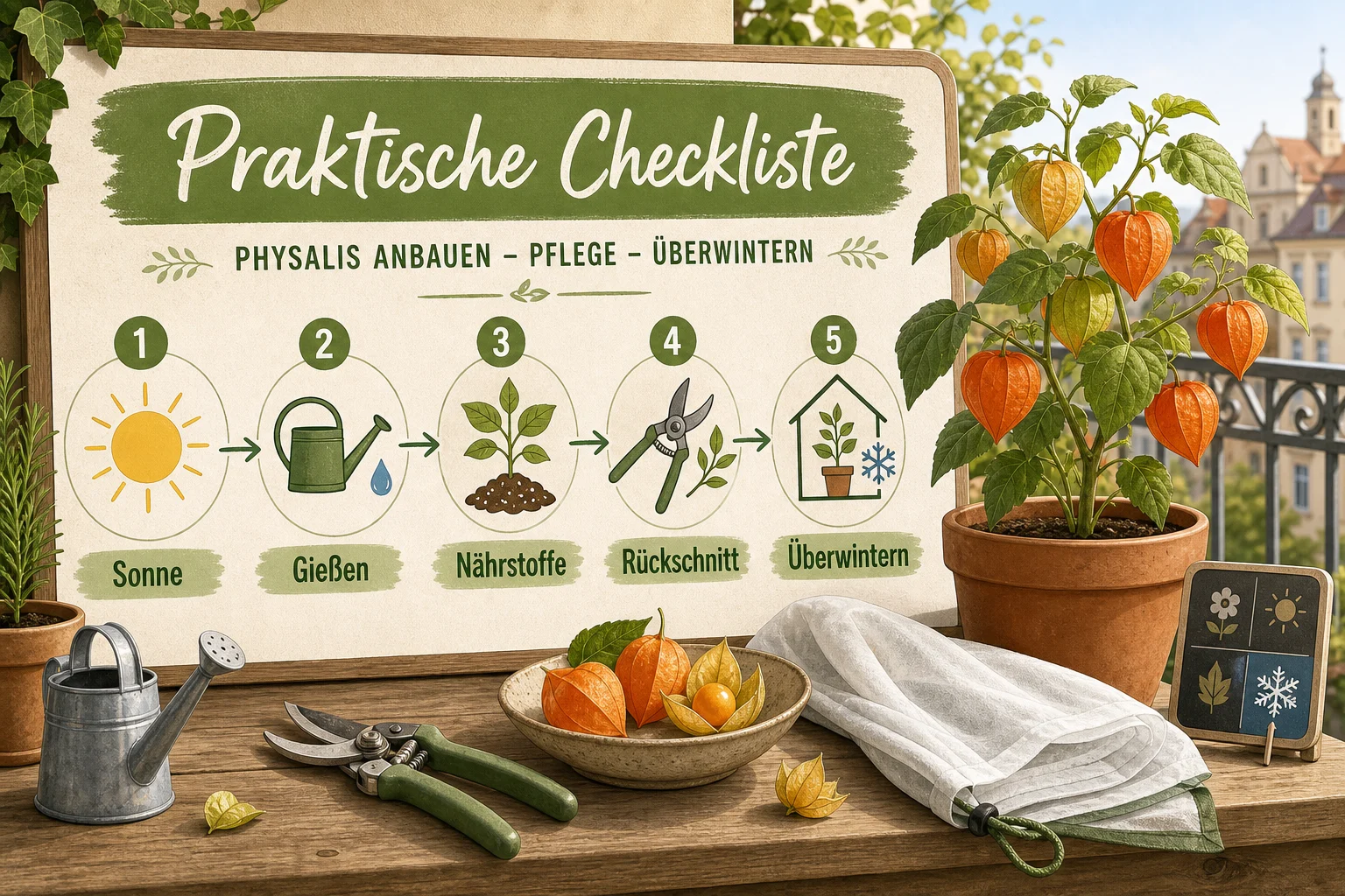 Infografik: Praktische Checkliste - Physalis Anbauen Pflege Überwintern: Anleitung, Tipps und häufige Fehler