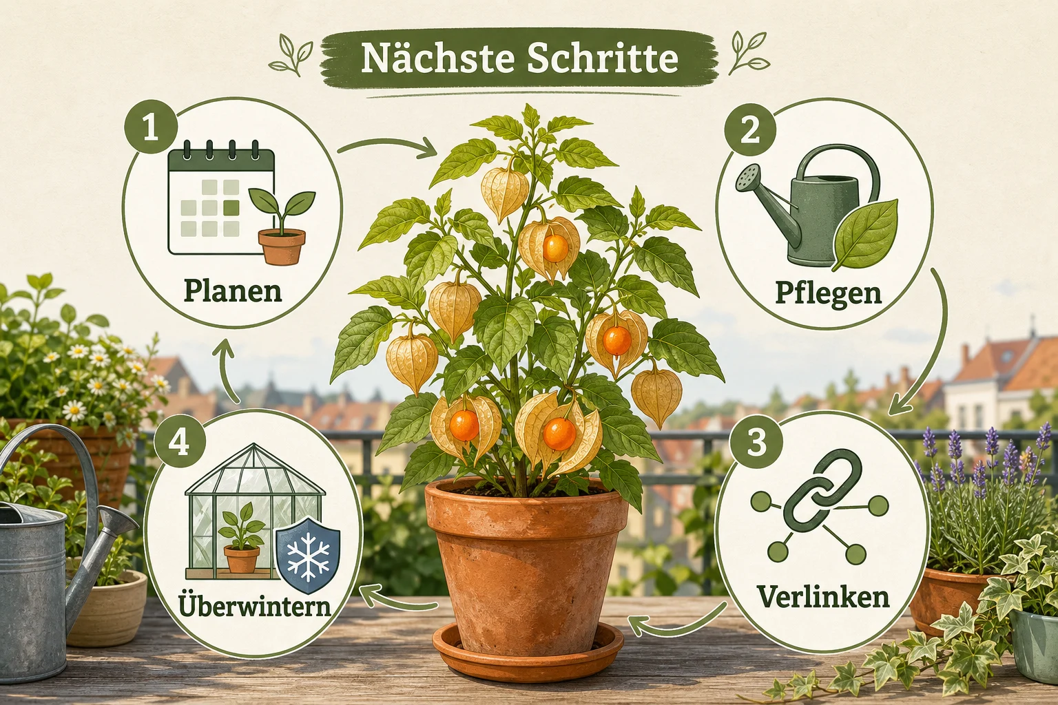Infografik: Fazit und nächste Schritte - Physalis Anbauen Pflege Überwintern: Anleitung, Tipps und häufige Fehler