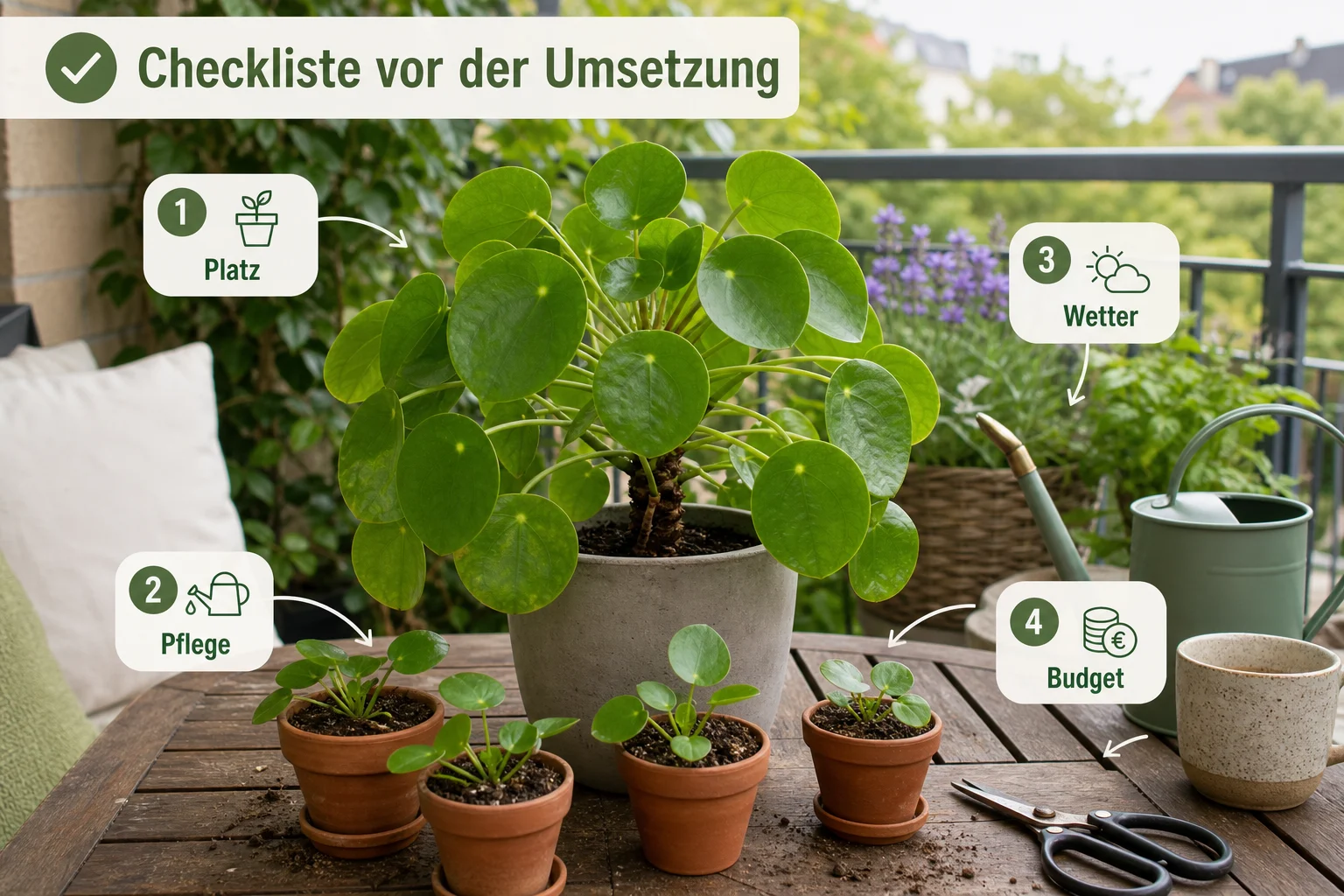 Infografik: Checkliste vor der Umsetzung - Pilea Pflege Ableger Vermehren: Anleitung, Tipps und häufige Fehler