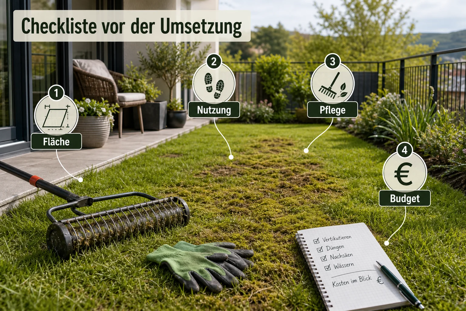 Infografik: Checkliste vor der Umsetzung - Rasen Vertikutieren Wann Wie Oft: Anleitung, Tipps und häufige Fehler