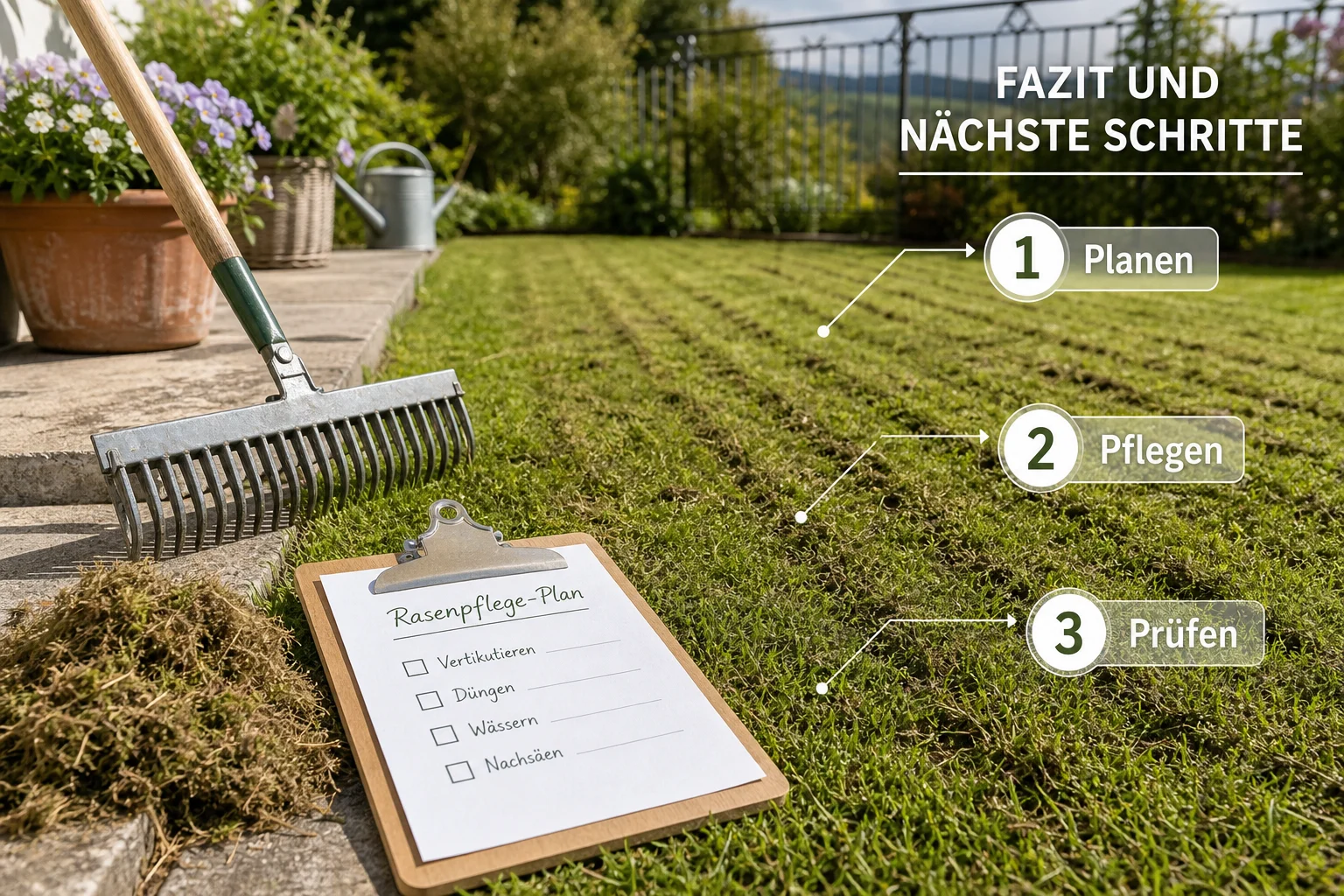 Infografik: Fazit und nächste Schritte - Rasen Vertikutieren Wann Wie Oft: Anleitung, Tipps und häufige Fehler