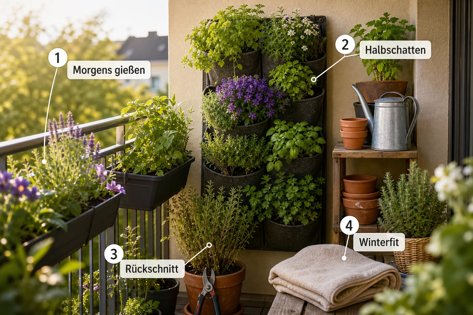 Infografik: Pflege, Timing und saisonale Besonderheiten - Raumwunder Balkon Pflanzen Ideen: Anleitung, Tipps und häufige Fehler