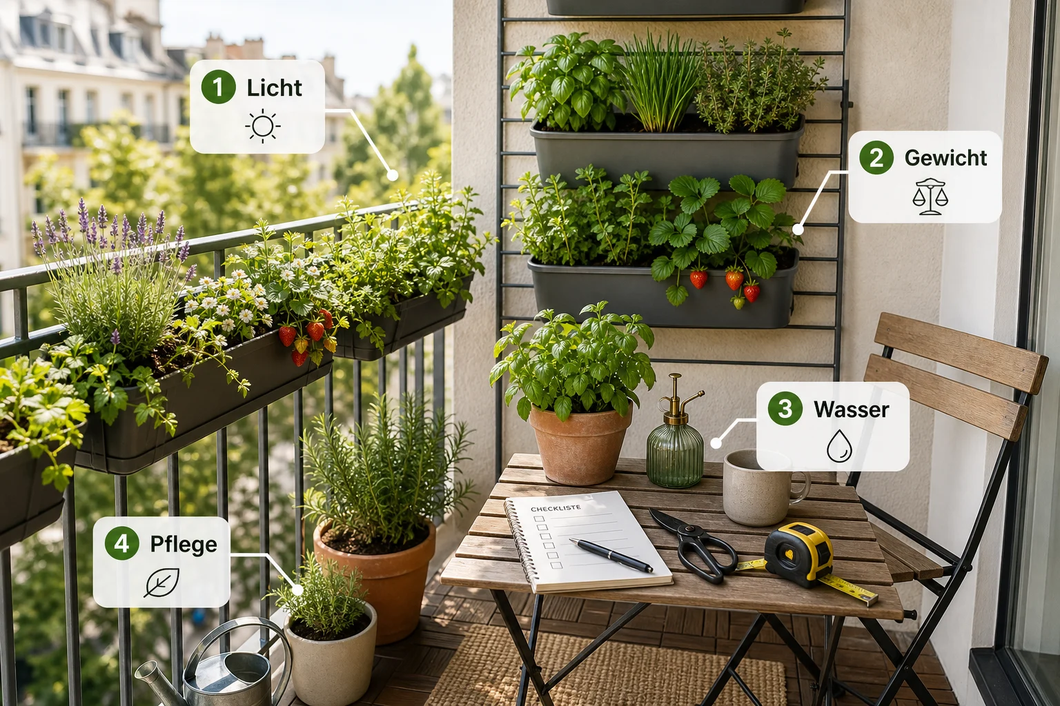 Infografik: Praktische Checkliste - Raumwunder Balkon Pflanzen Ideen: Anleitung, Tipps und häufige Fehler