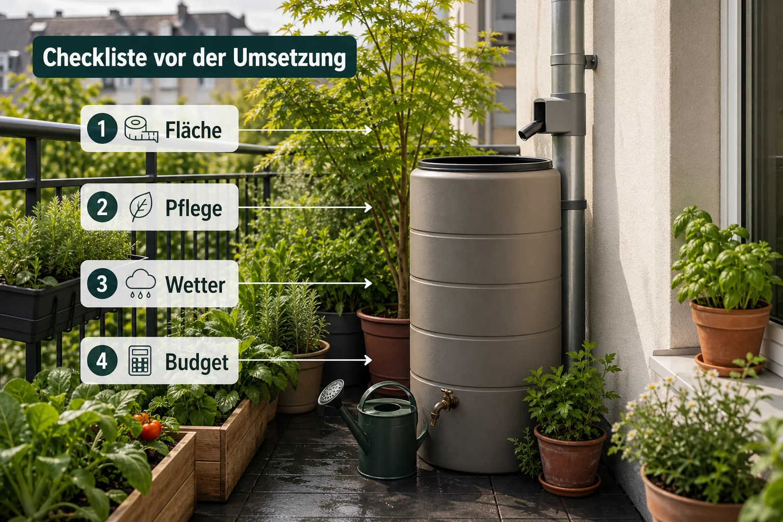 Infografik: Checkliste vor der Umsetzung - Regenwasser Nutzen Garten Erlaubt: Anleitung, Tipps und häufige Fehler