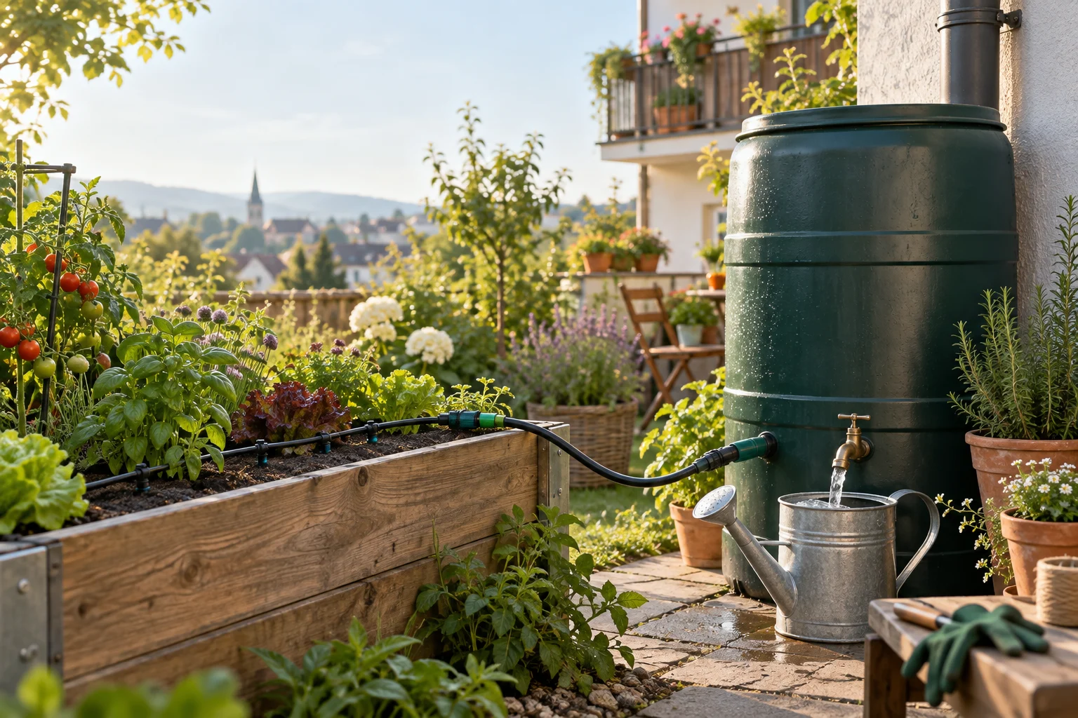 Foto: Welche Bewässerung passt zu Garten, Hochbeet und Balkon? - Regenwasser sammeln Garten System: Anleitung, Tipps und häufige Fehler