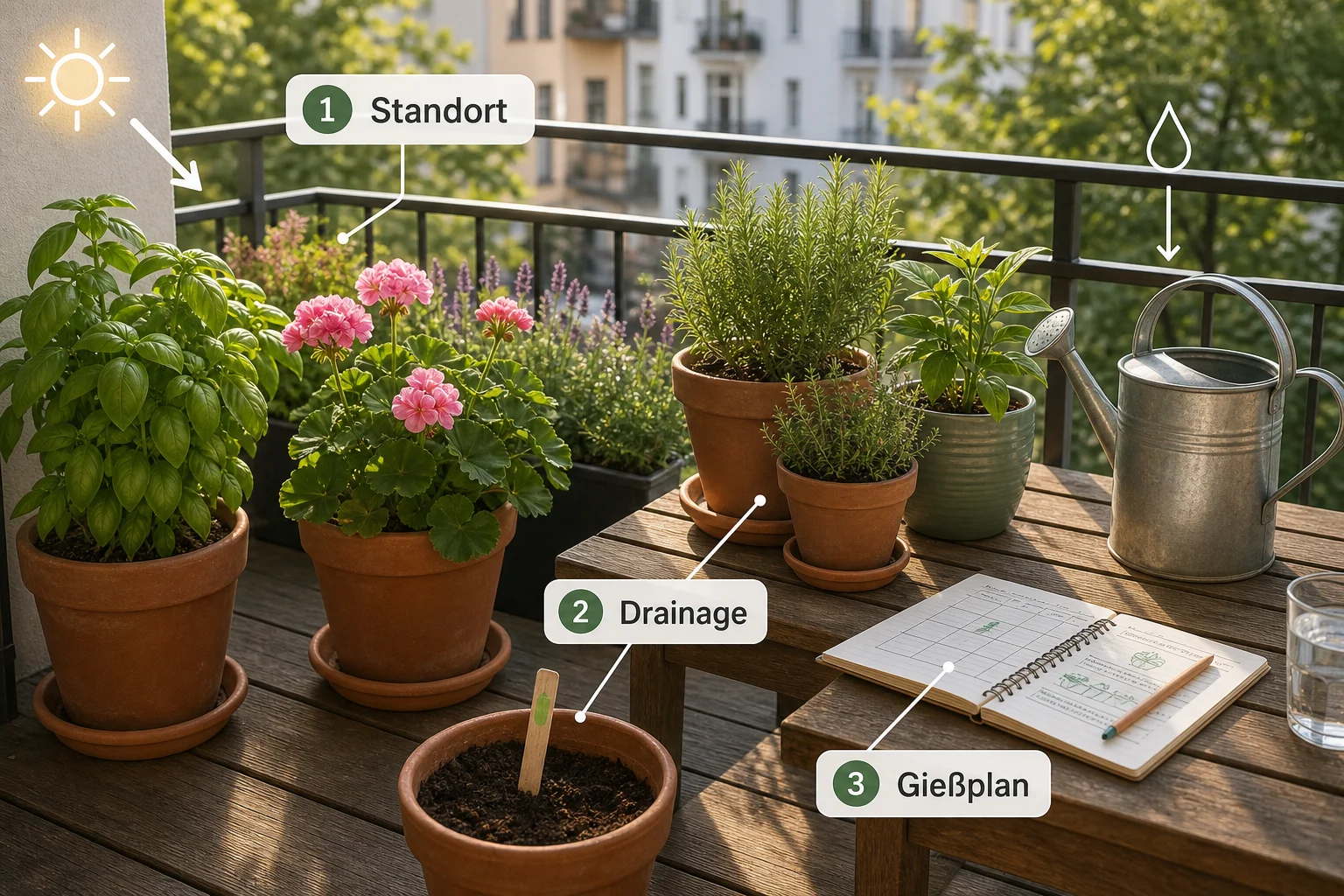 Infografik: Voraussetzungen, Standort und richtige Planung - Richtig Gießen Pflanzen Anfänger: Anleitung, Tipps und häufige Fehler