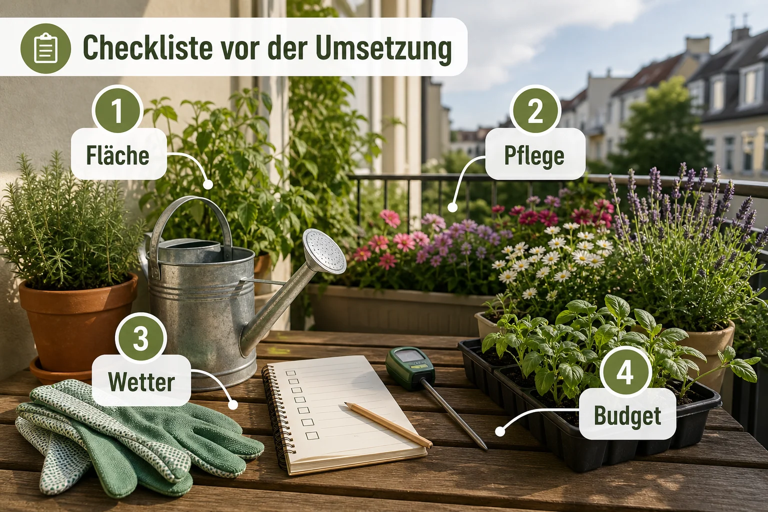 Infografik: Checkliste vor der Umsetzung - Richtig Gießen Pflanzen Anfänger: Anleitung, Tipps und häufige Fehler