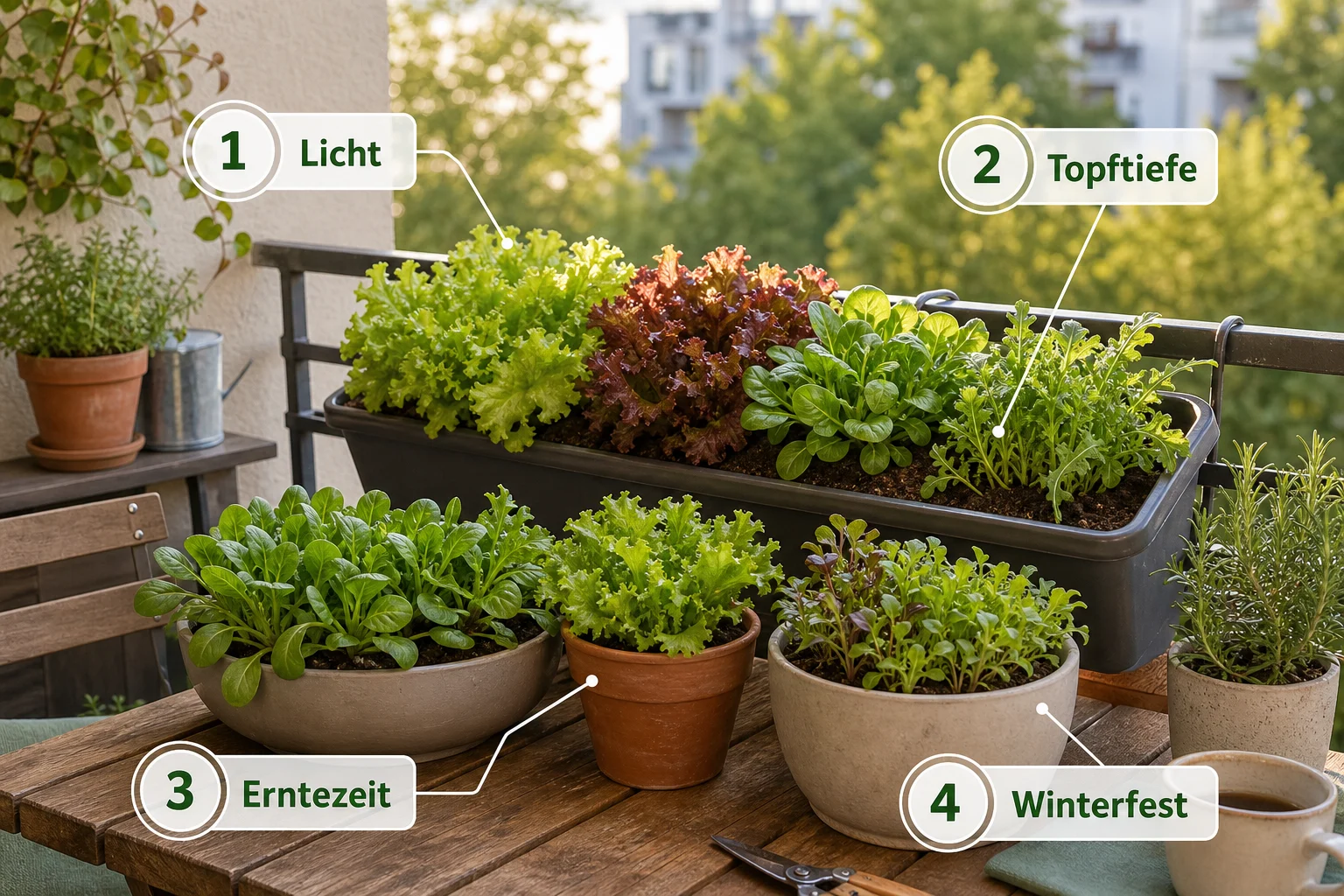Infografik: Auswahlkriterien für Blattgemüse & Salate - Salat Anbauen Balkon Ganzjährig: Anleitung, Tipps und häufige Fehler