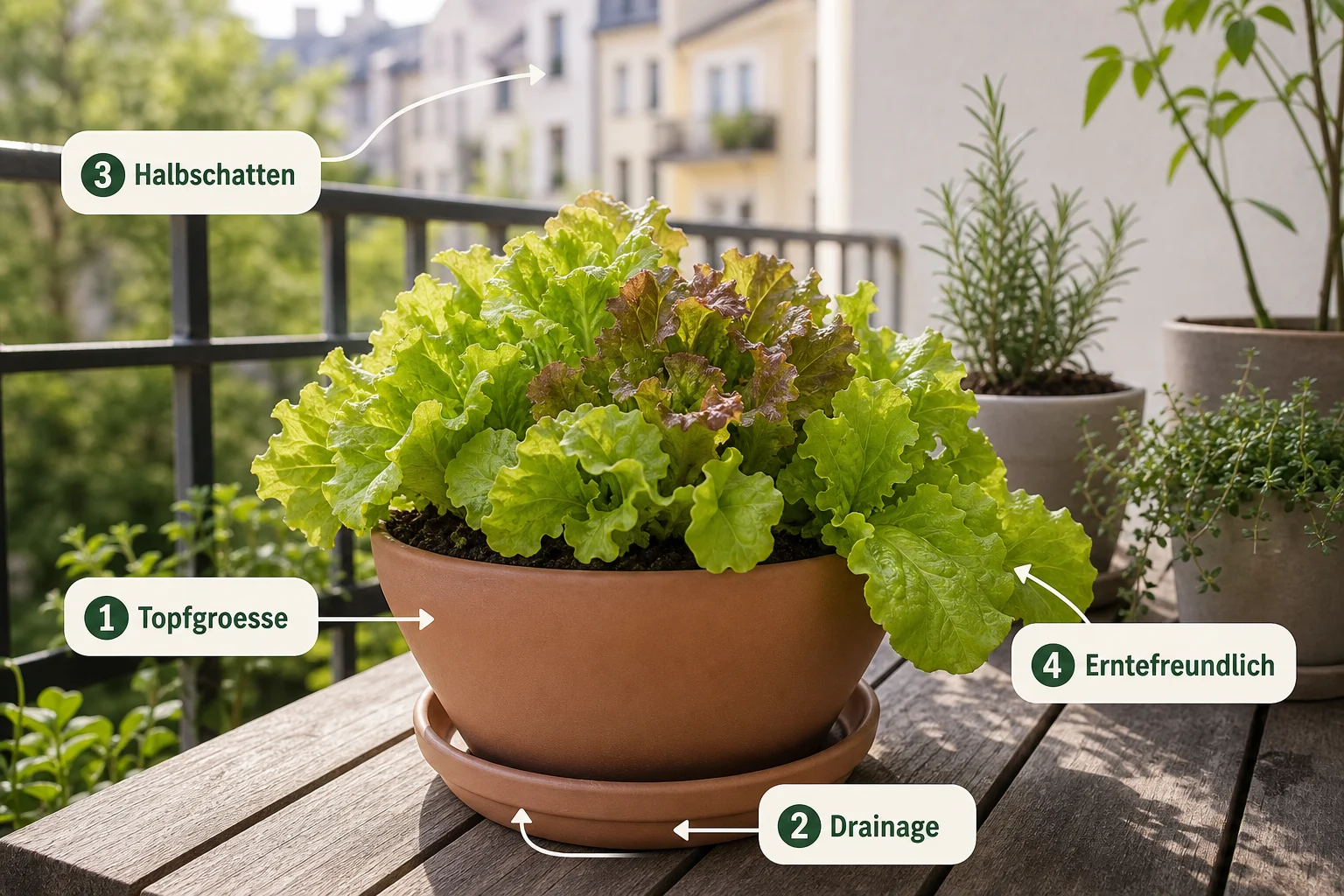 Infografik: Auswahlkriterien für Balkonpflanzen - Salat Balkon Anbauen Pflücksalat Topf: Anleitung, Tipps und häufige Fehler