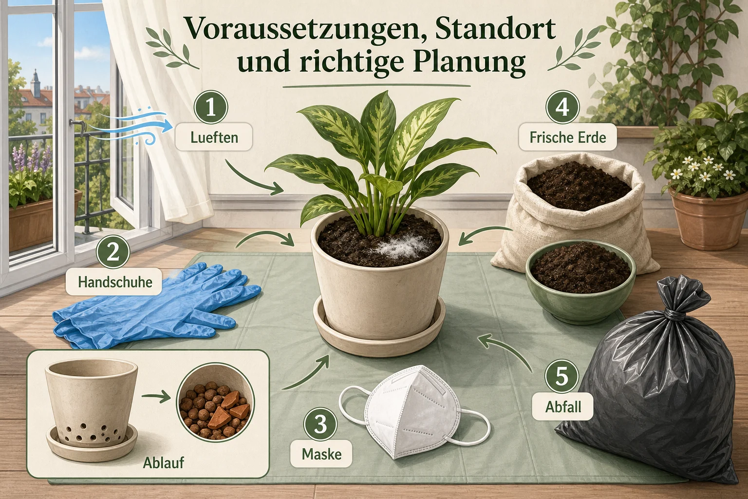 Infografik: Voraussetzungen, Standort und richtige Planung - Schimmel Blumenerde gefährlich entfernen: Anleitung und Tipps