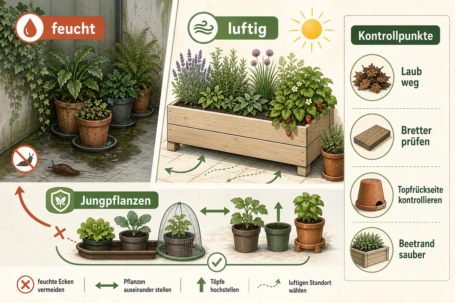 Infografik: Standort, Pflanzenwahl und Planung gegen Schneckenfraß - Schnecken bekämpfen ohne Chemie: erkennen, vorbeugen und lösen