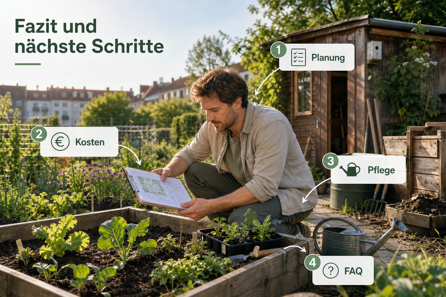 Infografik: Fazit und nächste Schritte - Schrebergarten Anlegen Anfänger Kosten: Anleitung, Tipps und häufige Fehler