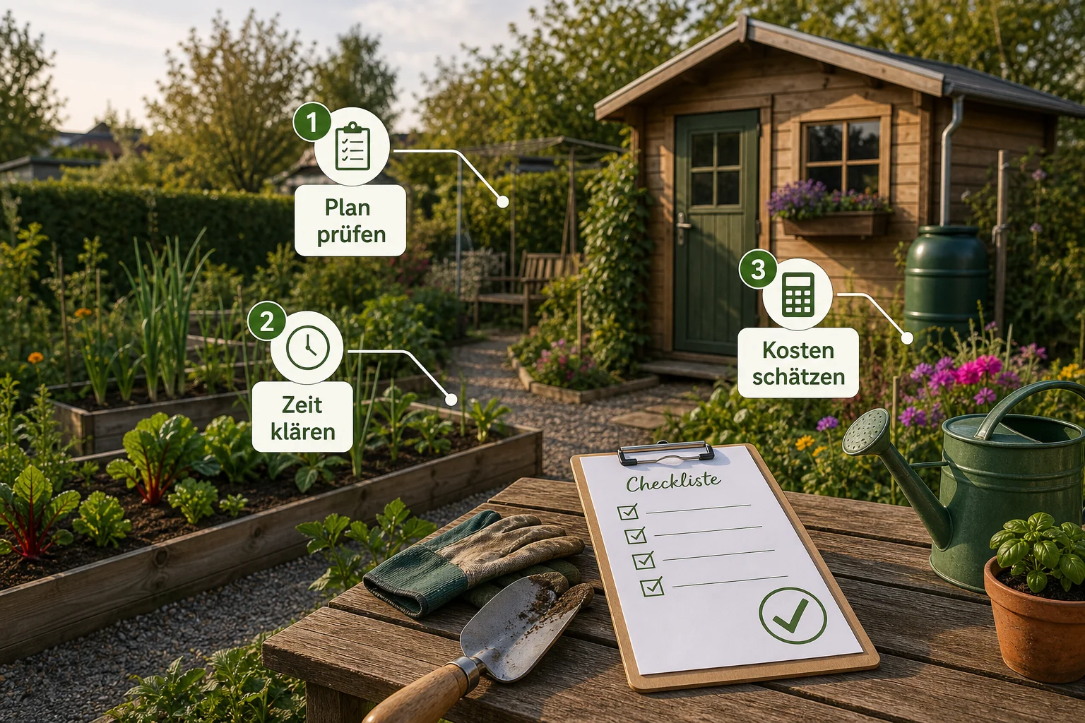 Infografik: Fazit - Schrebergarten Erste Schritte Checkliste: praktische Checkliste