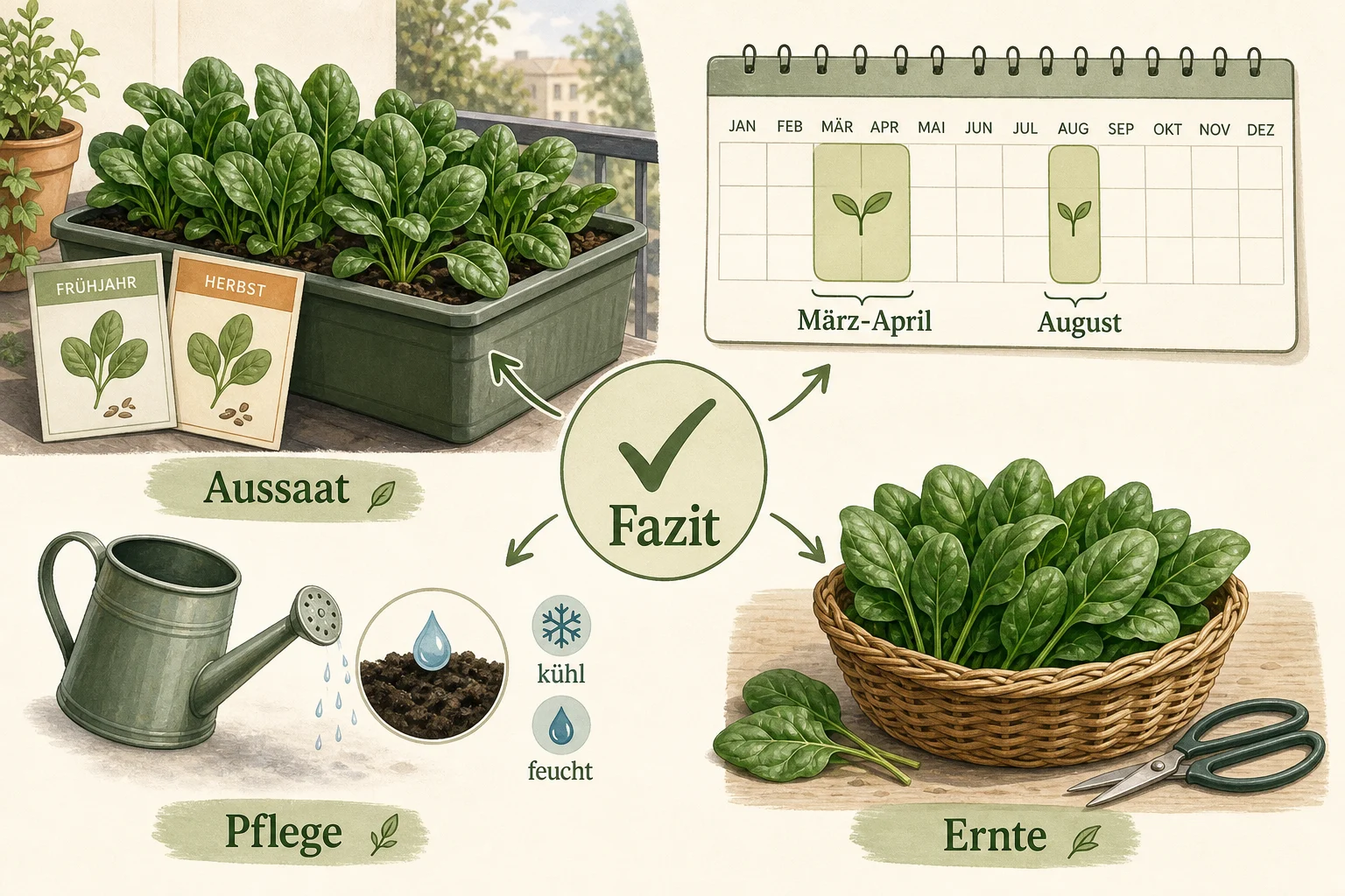 Infografik: Fazit - Spinat Anbauen Aussaat Erntezeit: Anleitung, Tipps und häufige Fehler