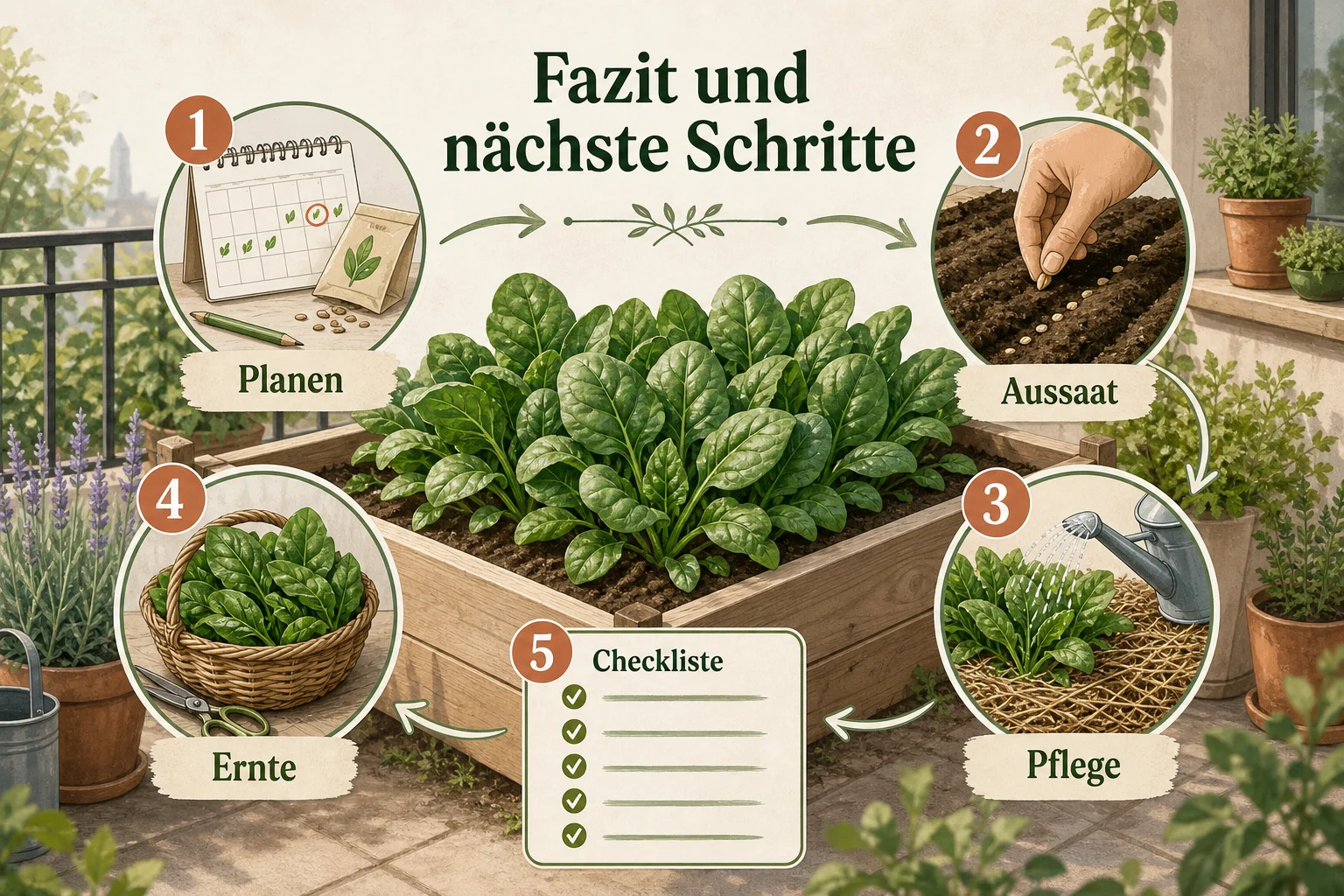 Infografik: Fazit und nächste Schritte - Spinat Anbauen Aussaat Erntezeit: Anleitung, Tipps und häufige Fehler