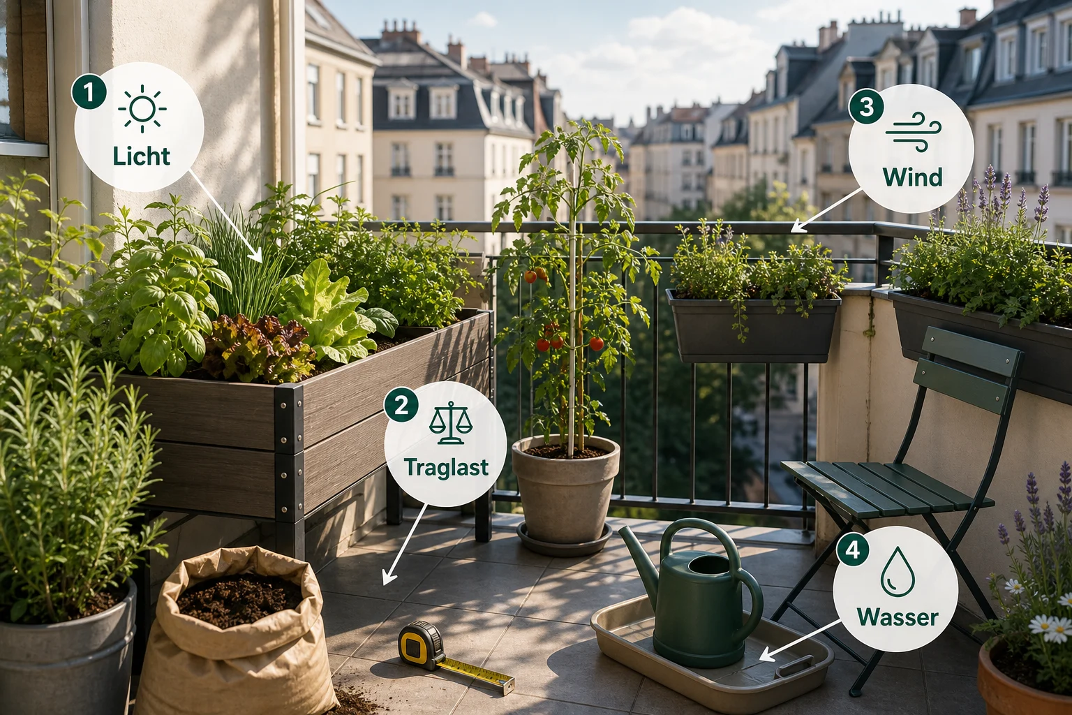 Infografik: Auswahlkriterien für Stadtgarten - Stadtbalkon Gestalten Urban Gardening: Anleitung, Tipps und häufige Fehler