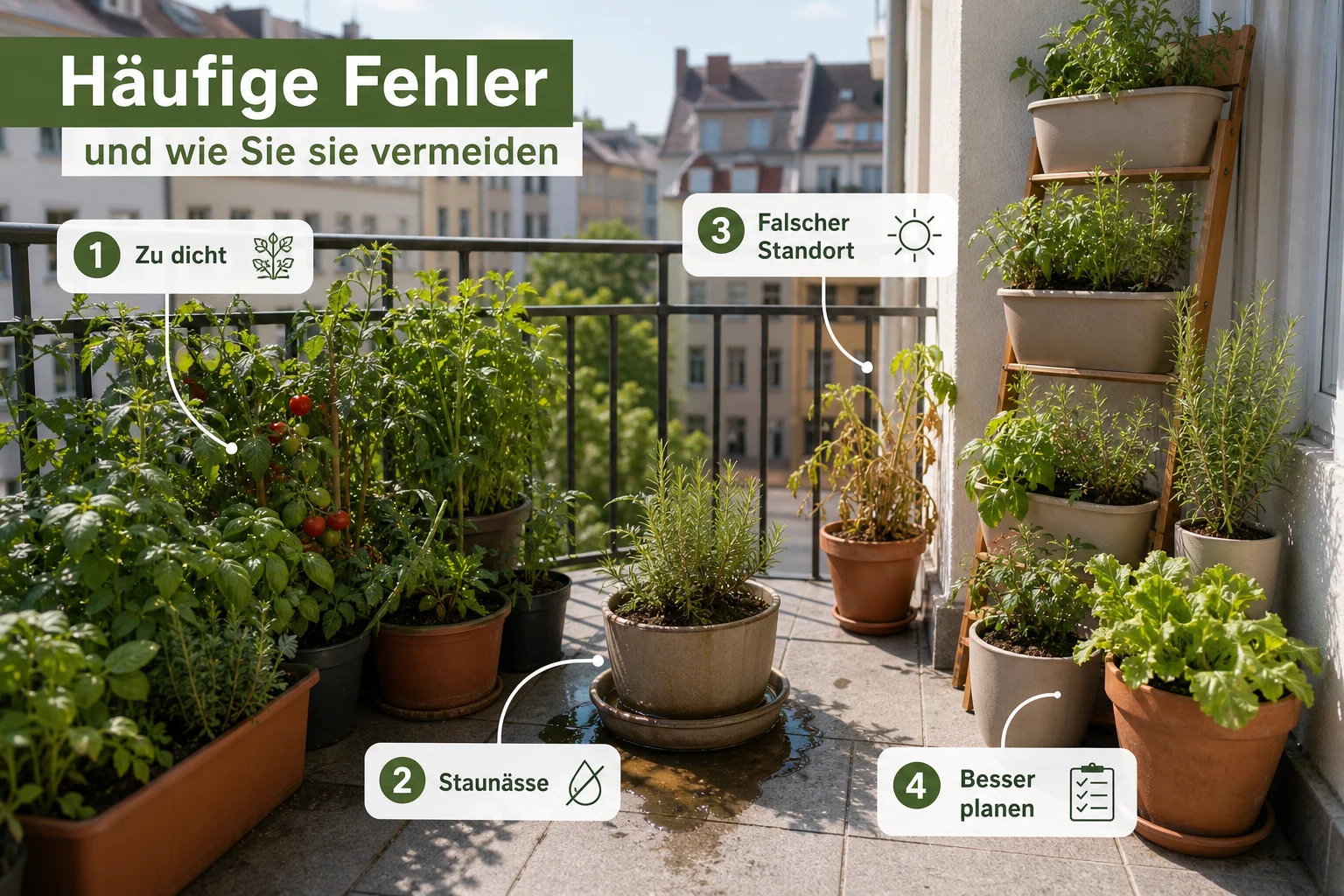 Infografik: Häufige Fehler und wie Sie sie vermeiden - Stadtbalkon Gestalten Urban Gardening: Anleitung, Tipps und häufige Fehler