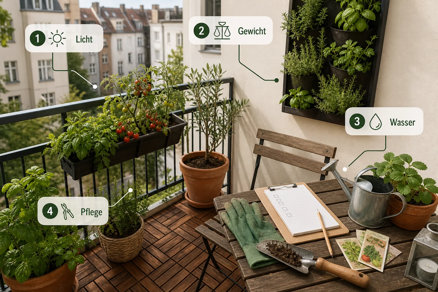 Infografik: Praktische Checkliste - Stadtbalkon Gestalten Urban Gardening: Anleitung, Tipps und häufige Fehler
