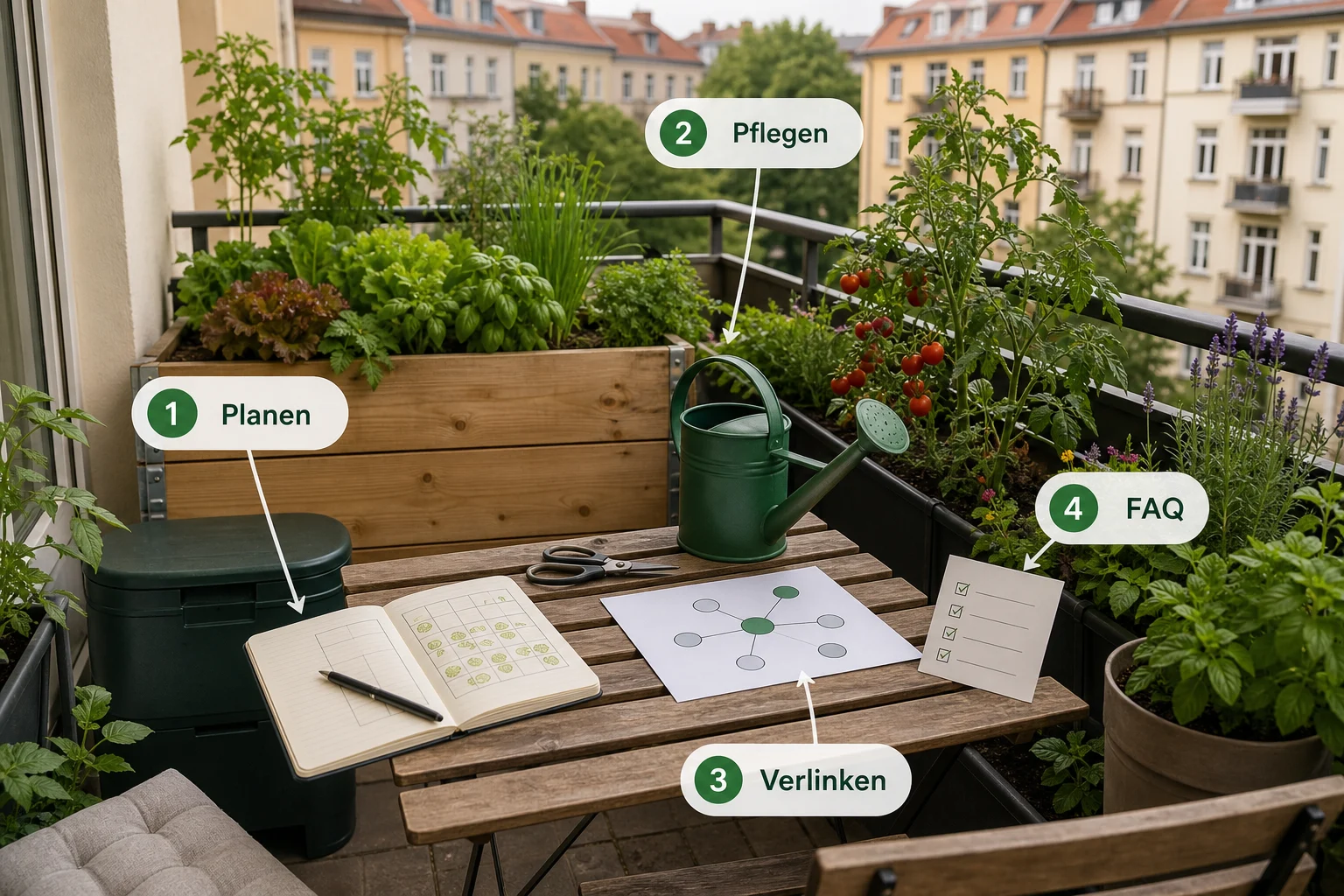Infografik: Fazit und nächste Schritte - Stadtbalkon Gestalten Urban Gardening: Anleitung, Tipps und häufige Fehler